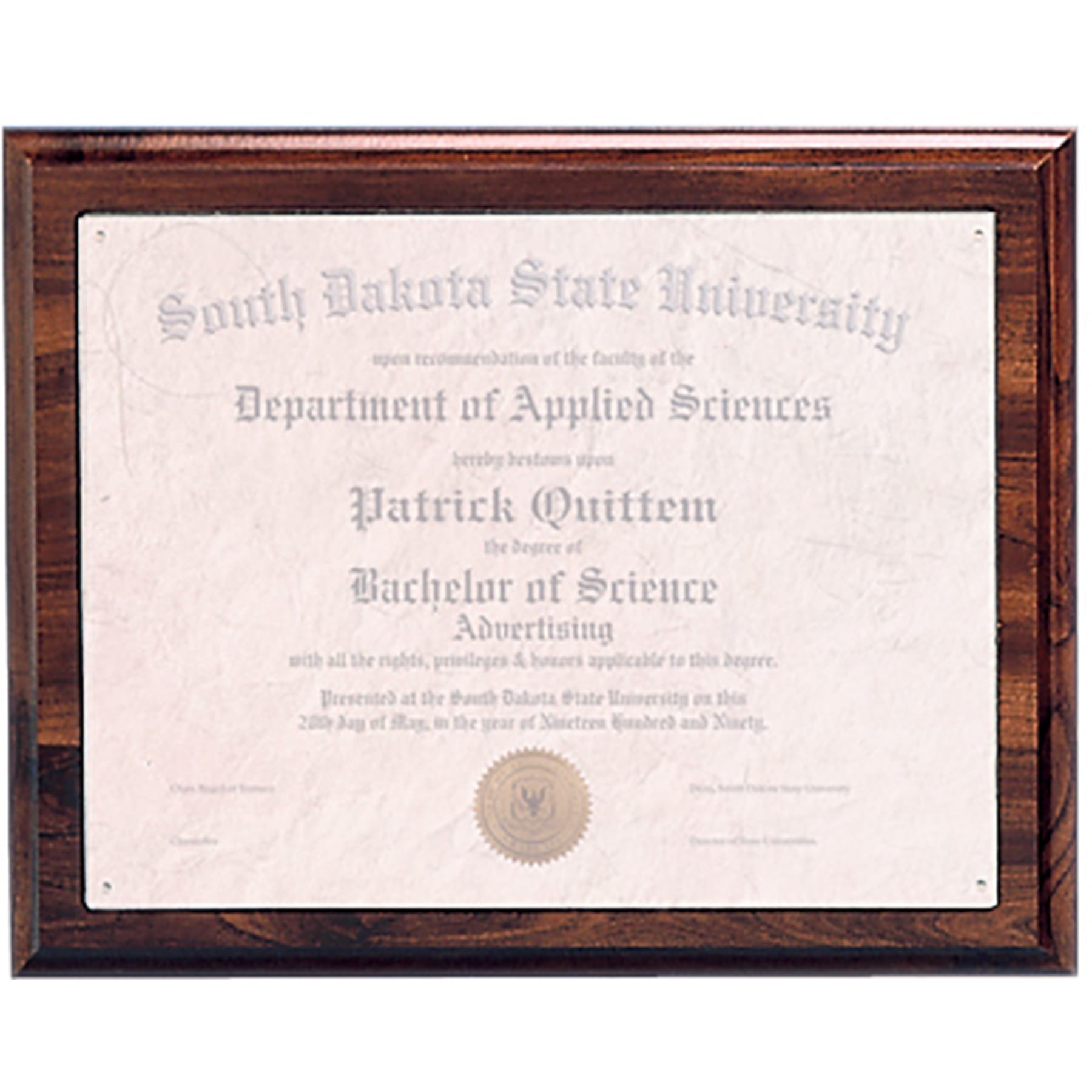 Cherry Finish Routed Plaque w/ 11" x 8.5" Plexiglass Window
