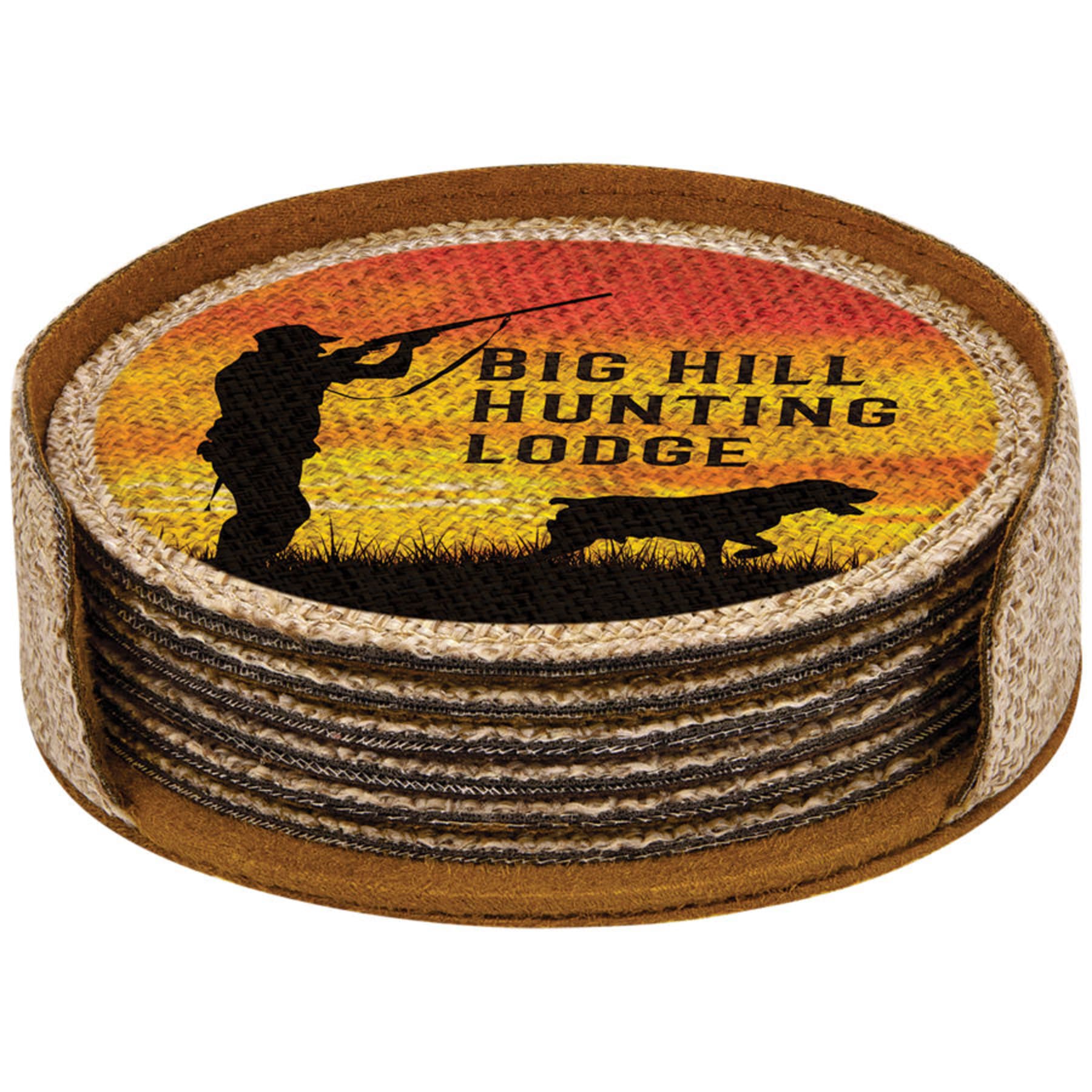 4" Sublimatable Burlap Round 6-Coaster Set