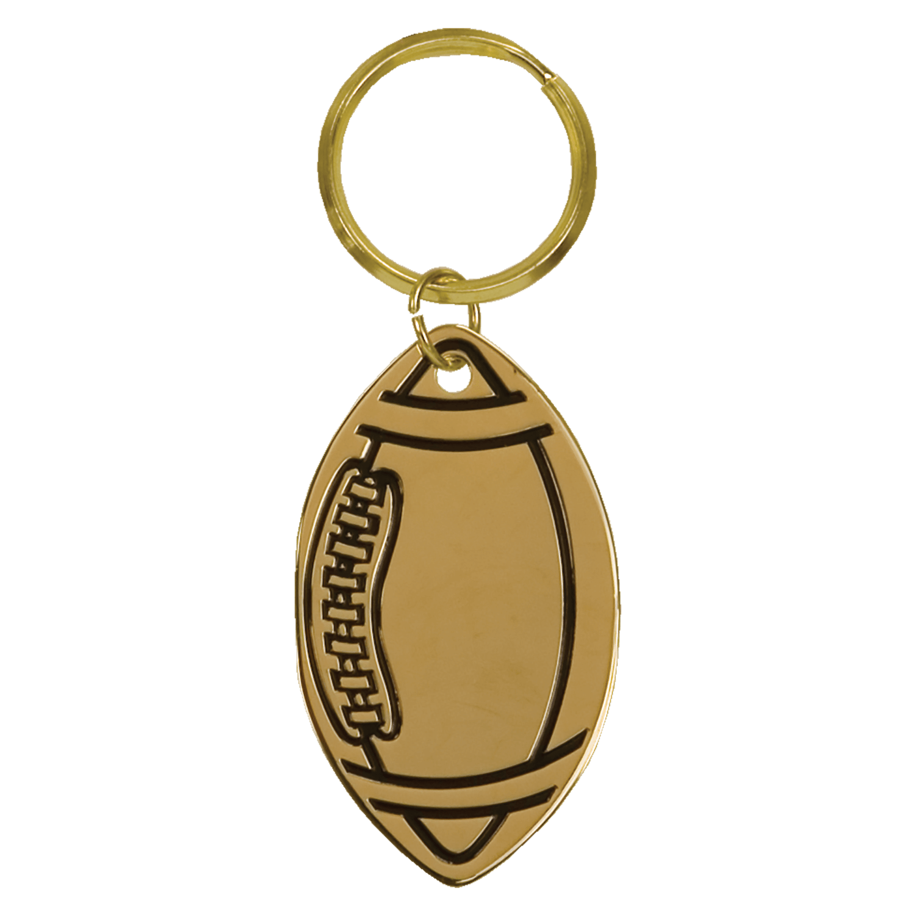 1.5" x 2.5" Gold Football Brass Keychain