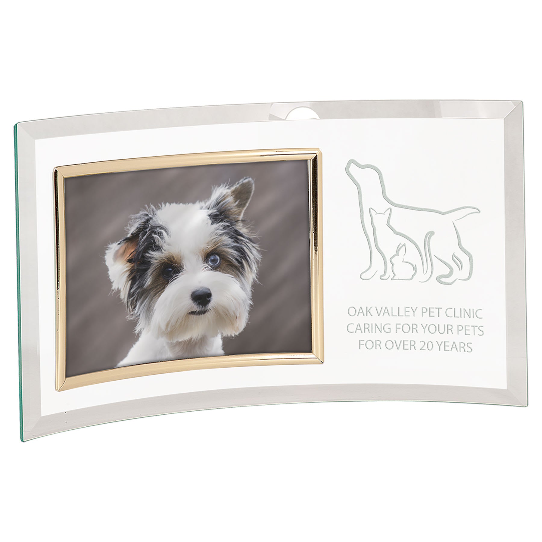 13" x 7.5" Jade Glass Crescent with 7" x 5" Picture Frame