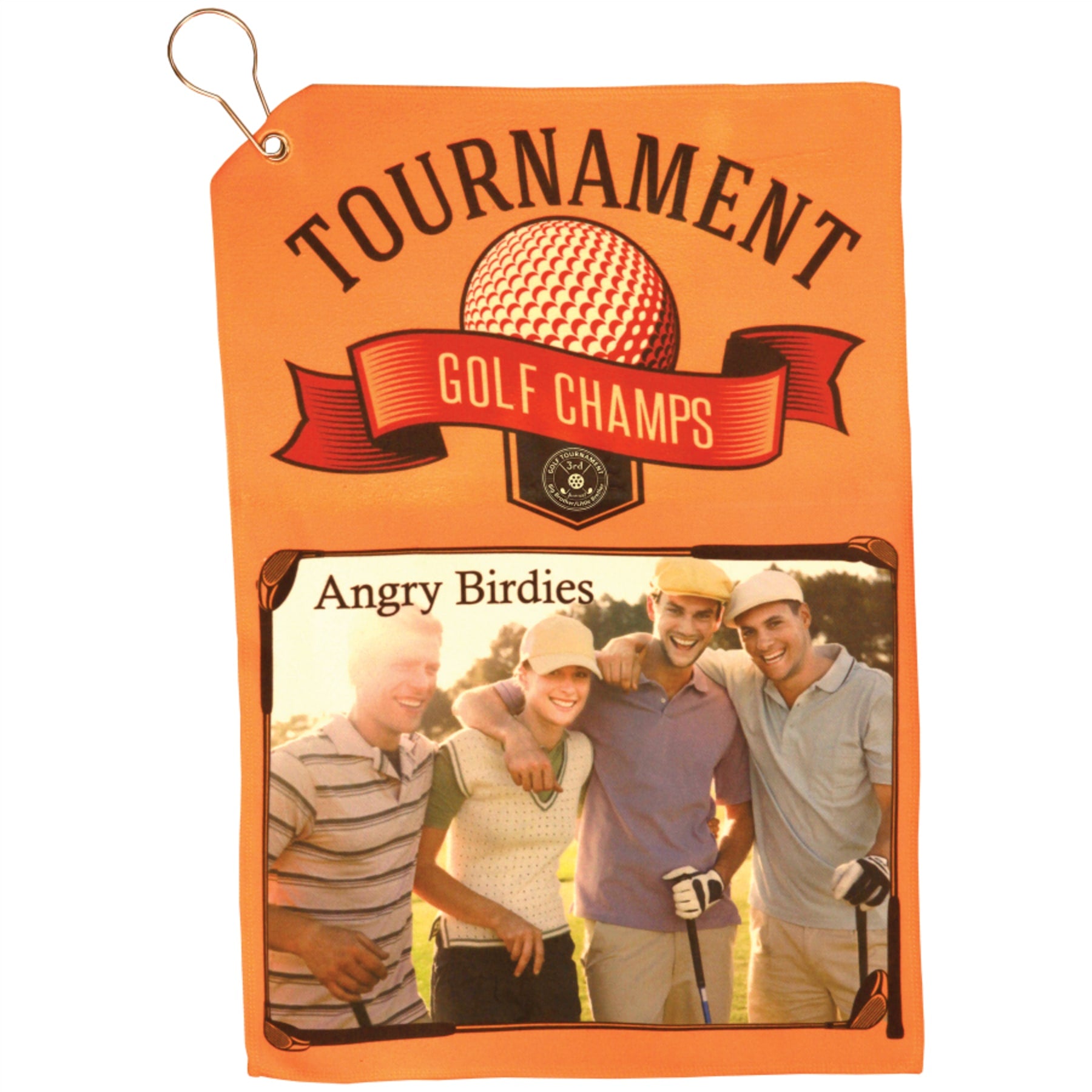 White Sublimatable Golf Towel with Silver Grommet and Clip