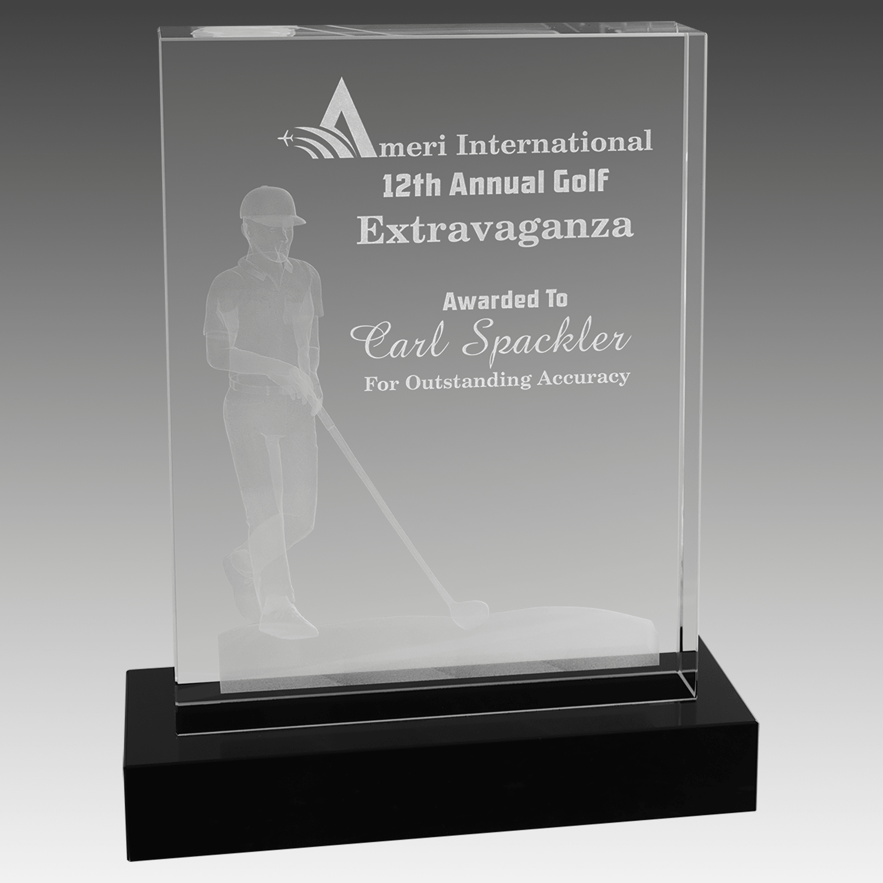 6.25" x 8" Crystal 3D Male Golf