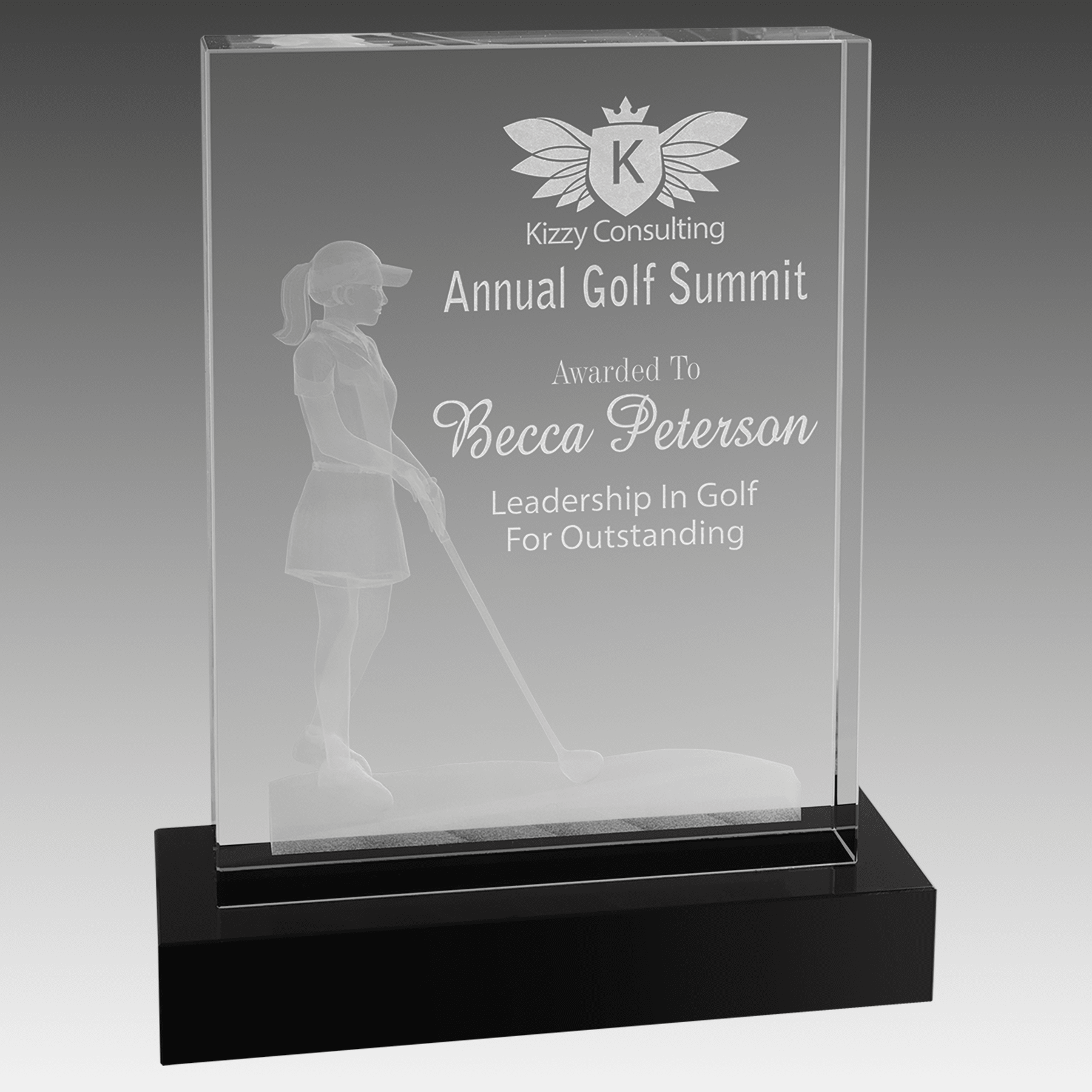 6.25" x 8" Crystal 3D Female Golf