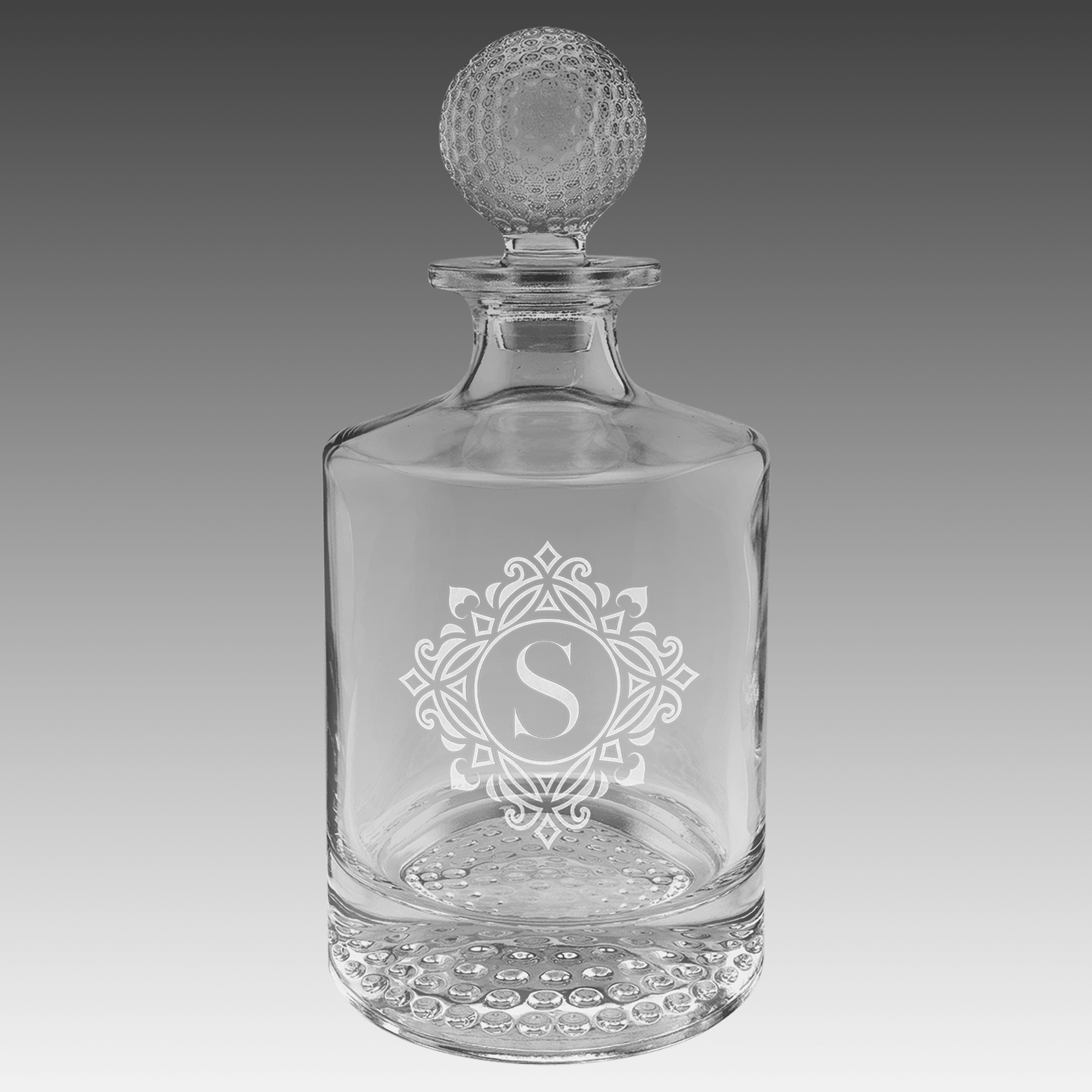 850ml Round Golf Glass Decanter in a Black Gift Box
