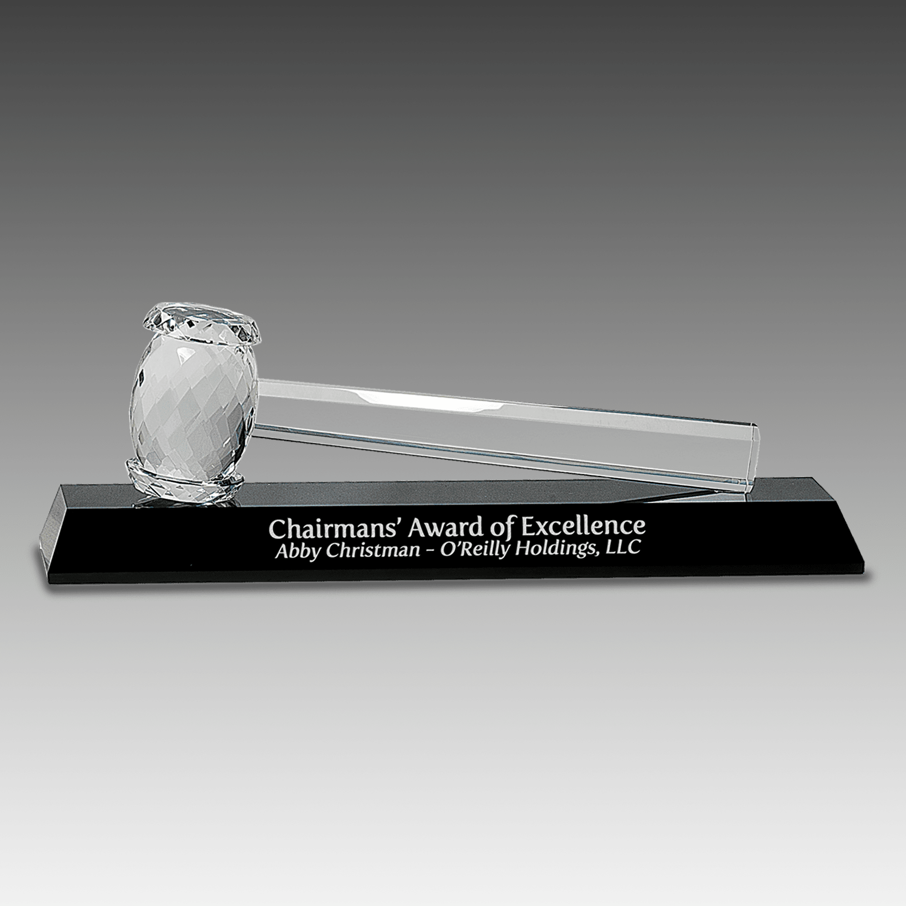 13.875" x 4.25" Crystal Gavel on Black Base