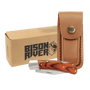Bison River 4" Wood Folding Knife with Leather Sheath