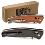 Bison River 4.5" Black Button Lock Folding Knife with Clip