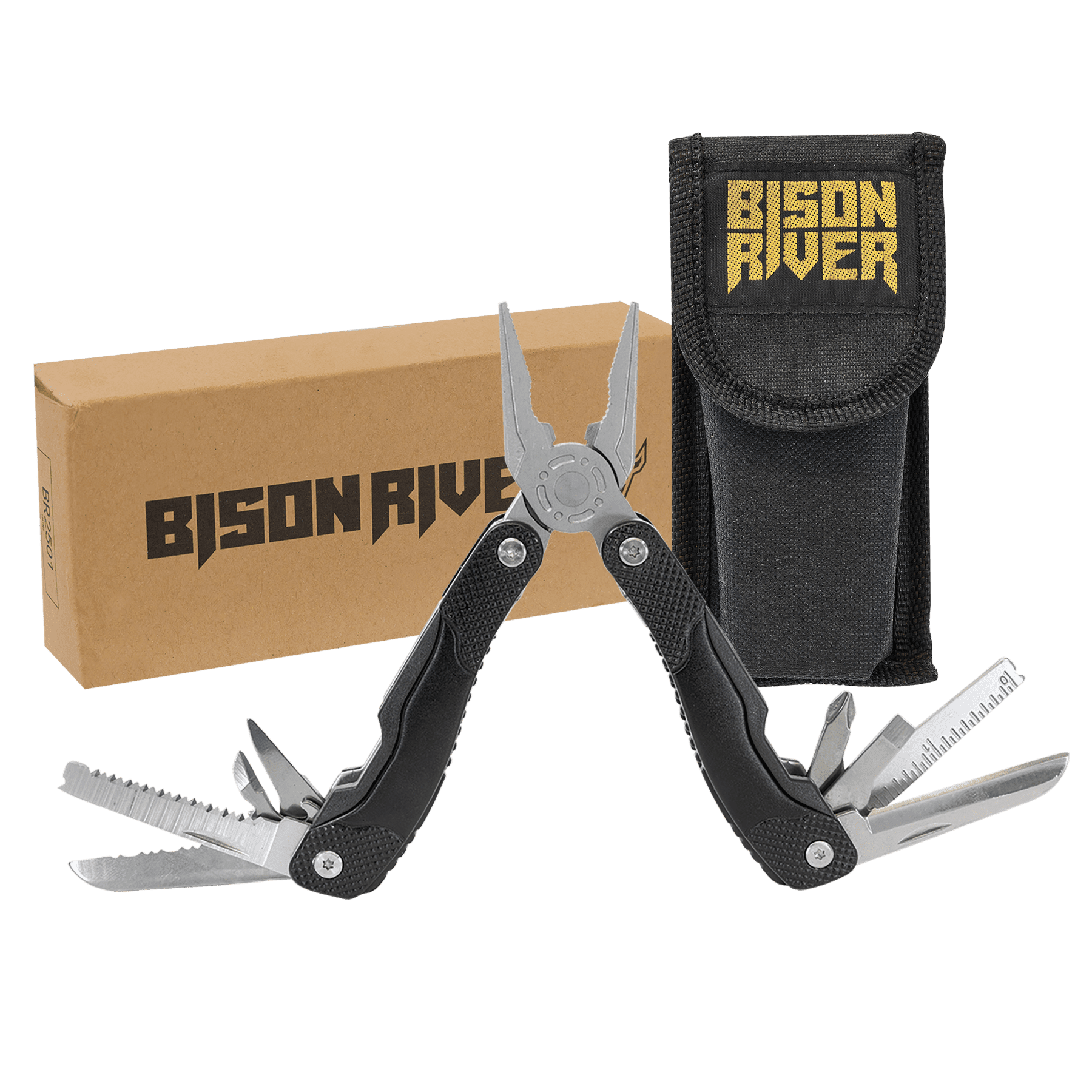 Bison River 4" Black 13 Function Multi Tool w/ Nylon Sheath