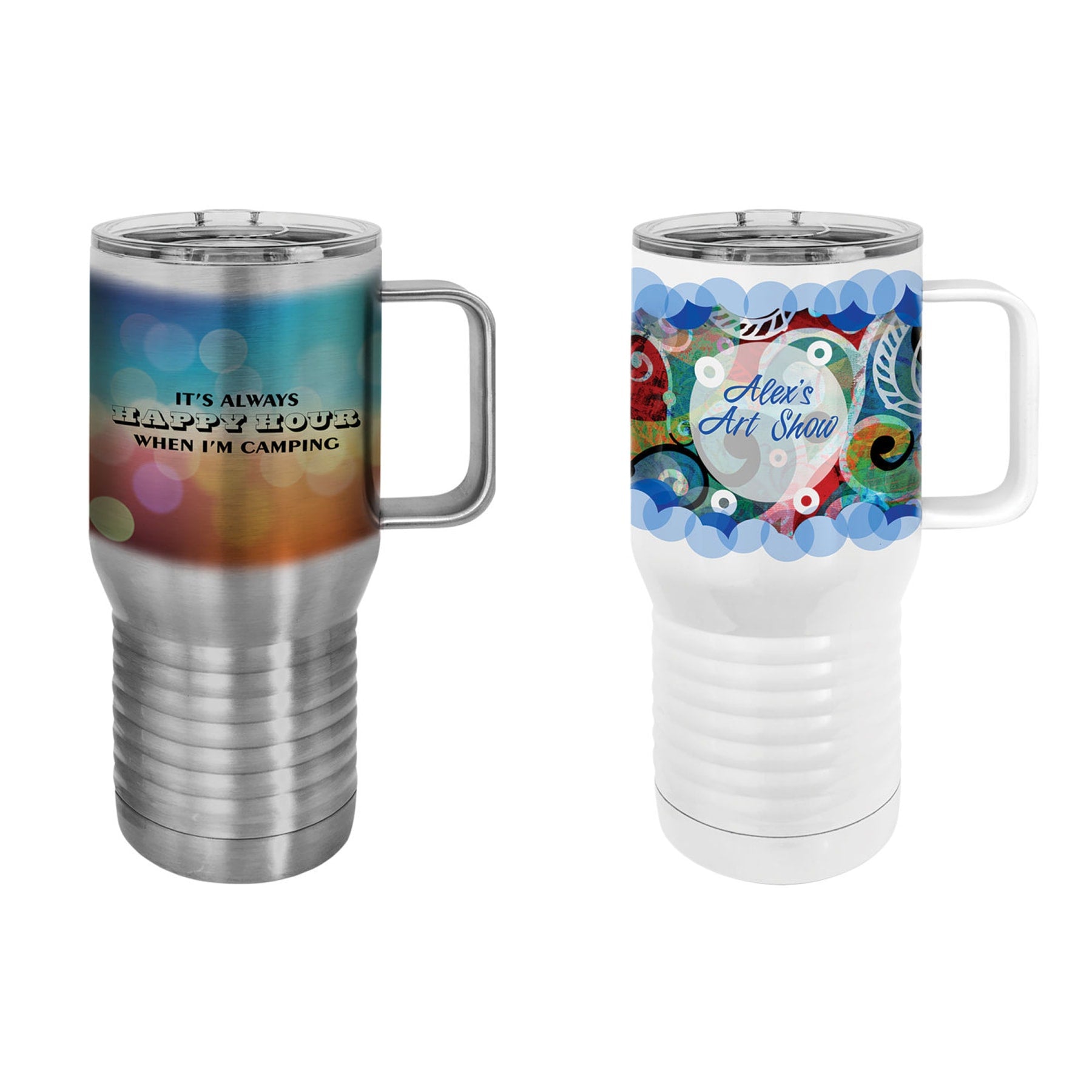 Polar Camel 20 oz. White Insulated Travel  Mug w/ Slider Lid