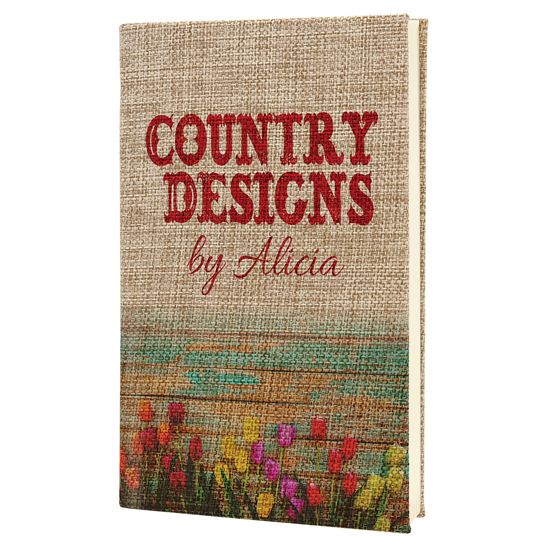 5.25" x 8.25" Burlap Sketch Book with White Unlined Notepad