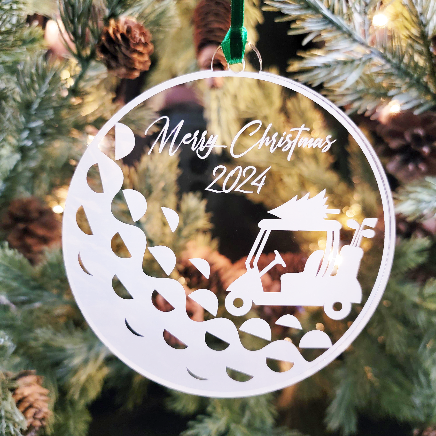 Custom Engraved Acrylic Golf Ball Ornament - OA14