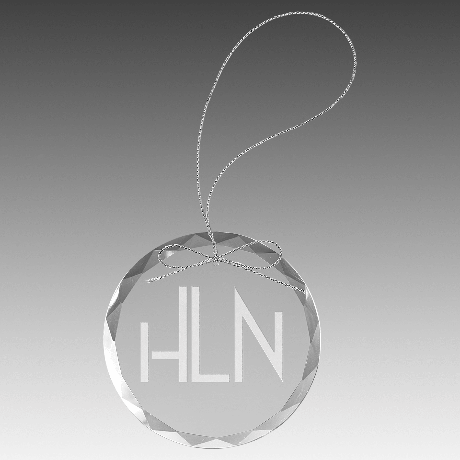 3.25" Clear Round Glass Ornament with Silver String