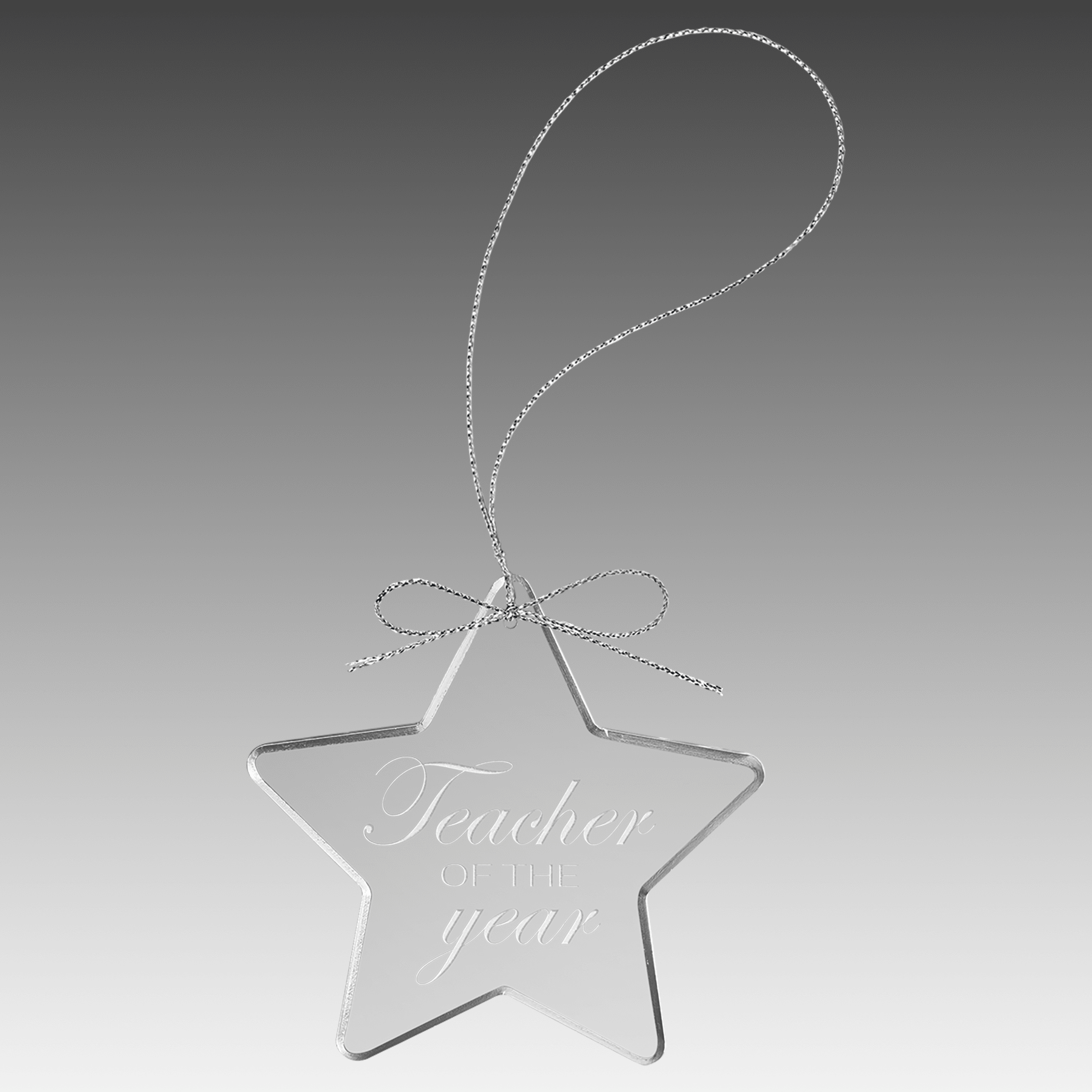 3.25" Clear Star Glass Ornament with Silver String