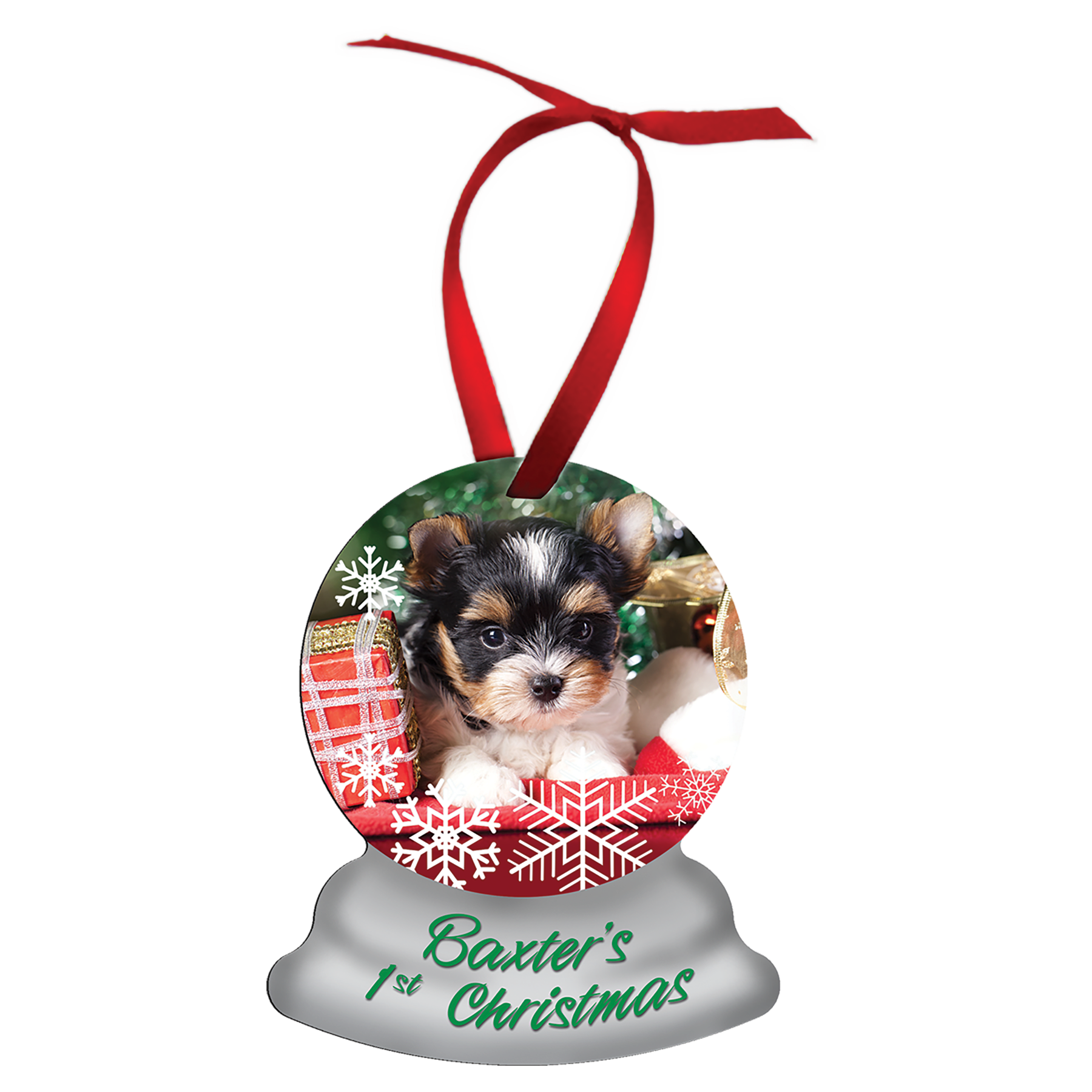 3.75" x 3" 2 Sided Gloss White Aluminum Snow Globe Ornament