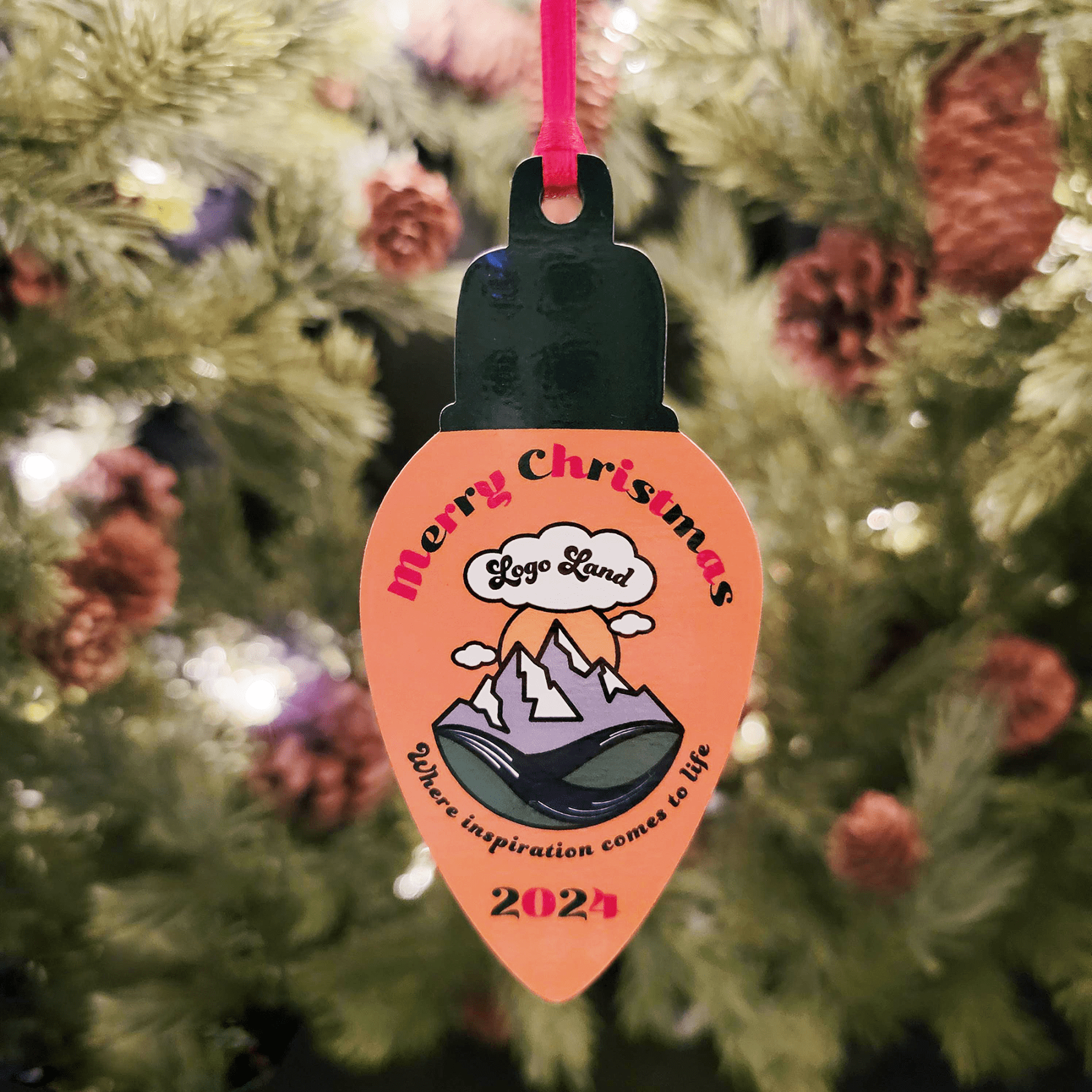 Custom Printed Hardwood Christmas Ornament - OW07