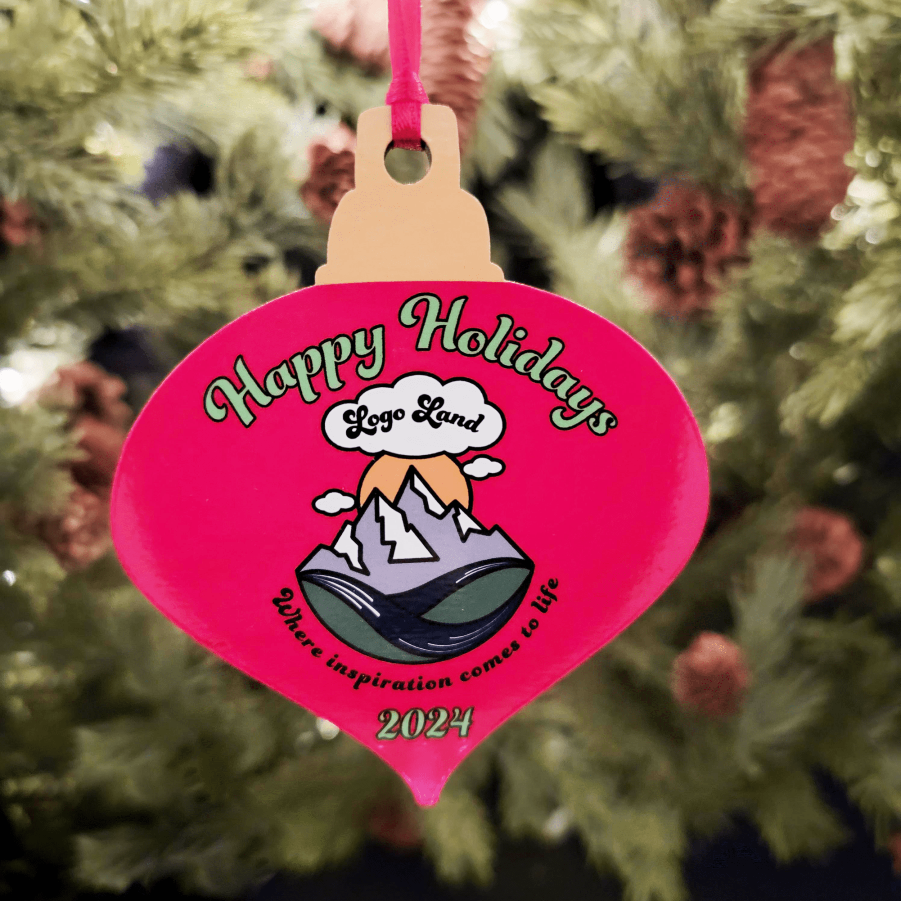 Custom Printed Hardwood Christmas Ornament - OW09