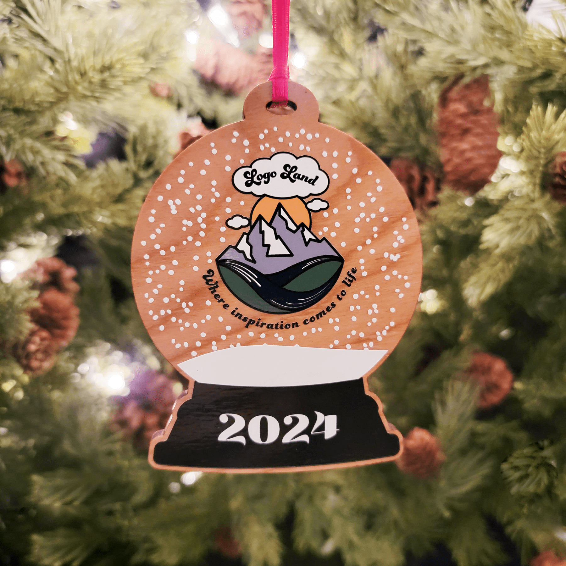 Custom Printed Hardwood Snowglobe Ornament - OW10