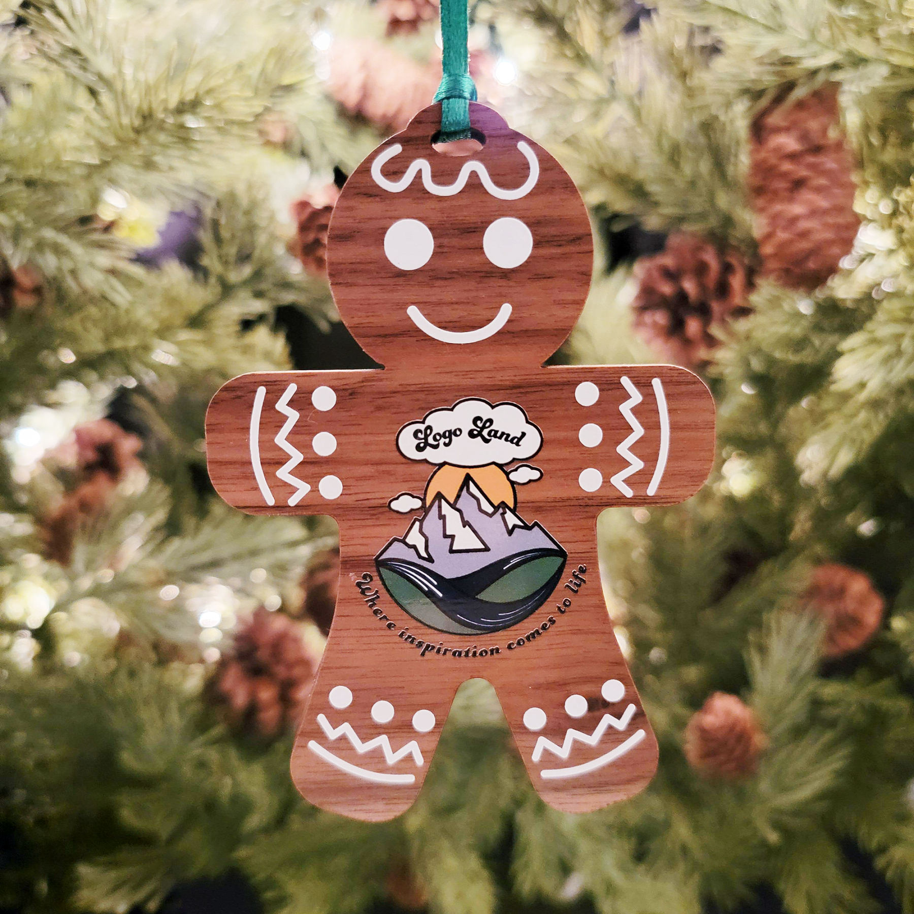 Custom Printed Hardwood Gingerbread Man Ornament - OW14