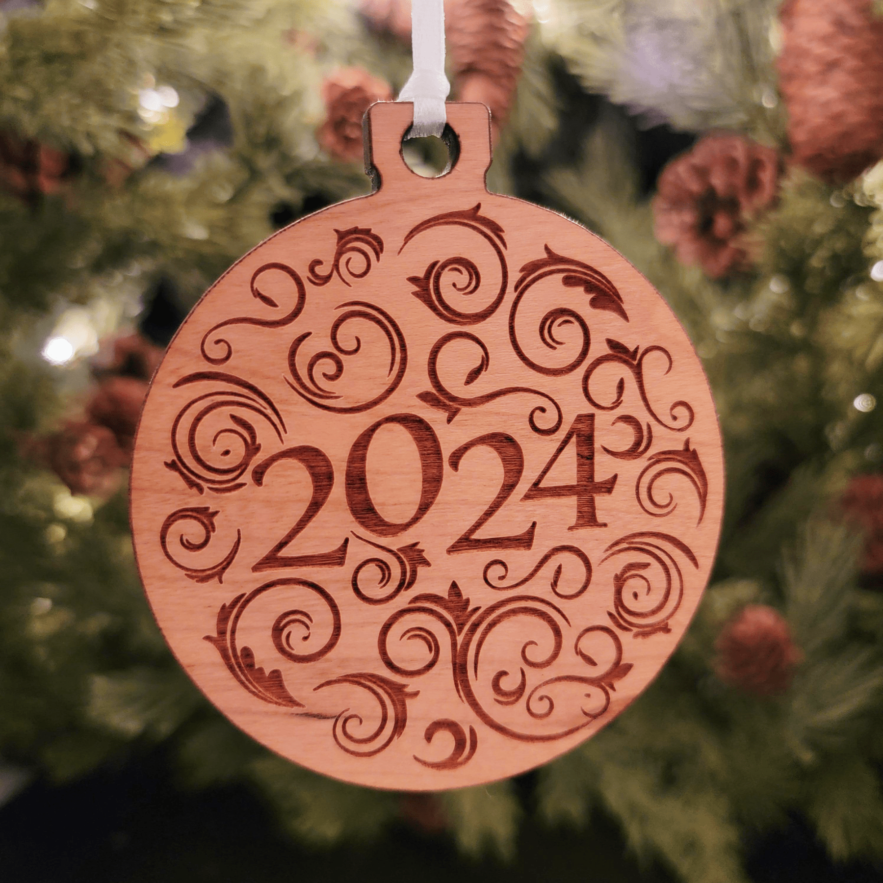 Custom Engraved Hardwood 2024 Ornament - OW19