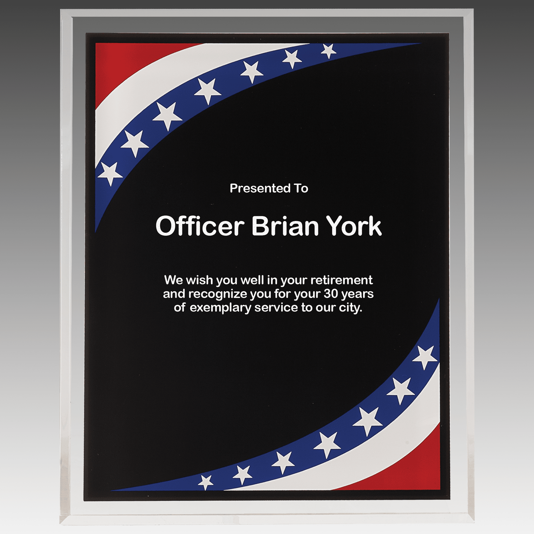 9" x 11" Stars & Stripes Border Clear-Plaq Acrylic