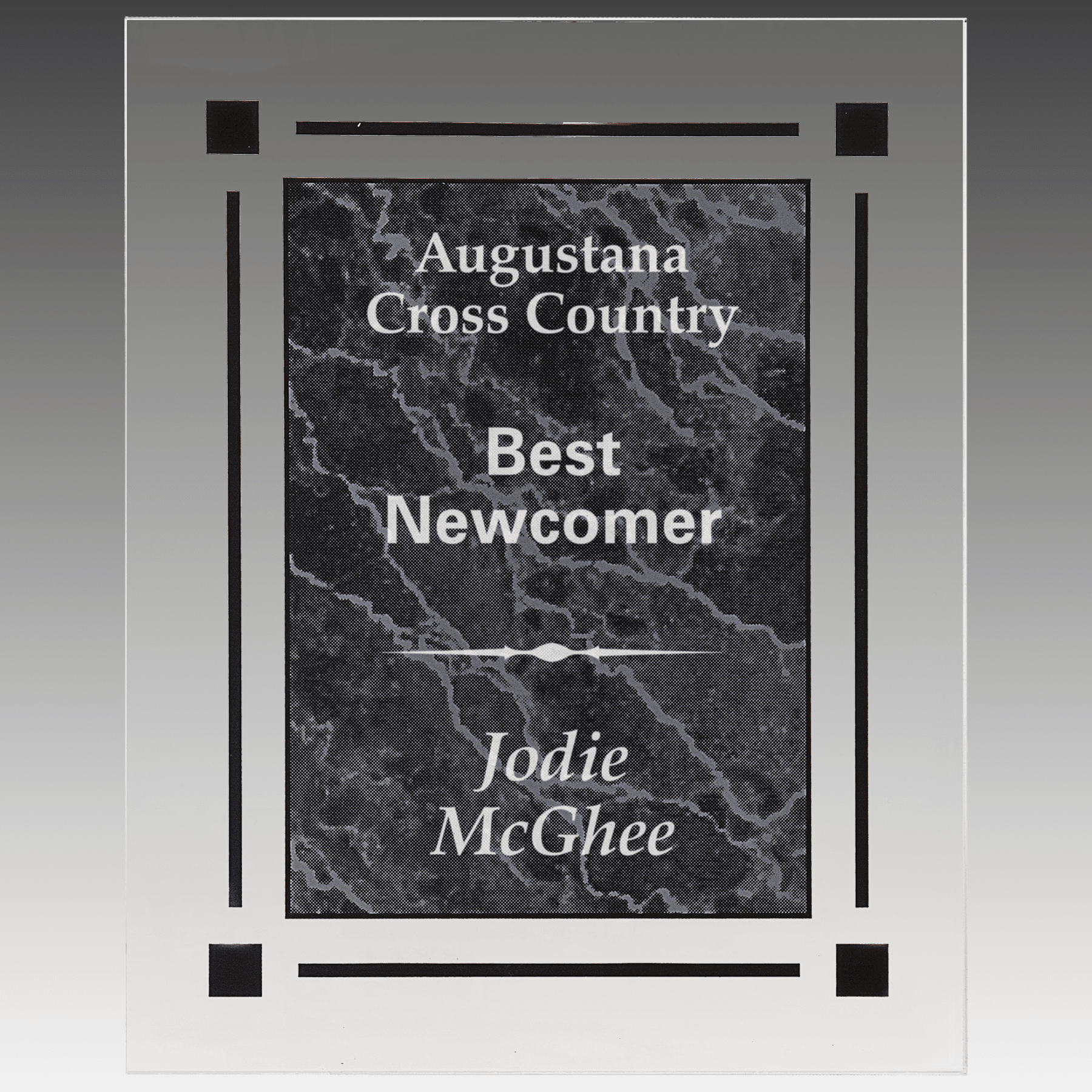 7" x 9" Black Marble Acrylic Clear Plaq