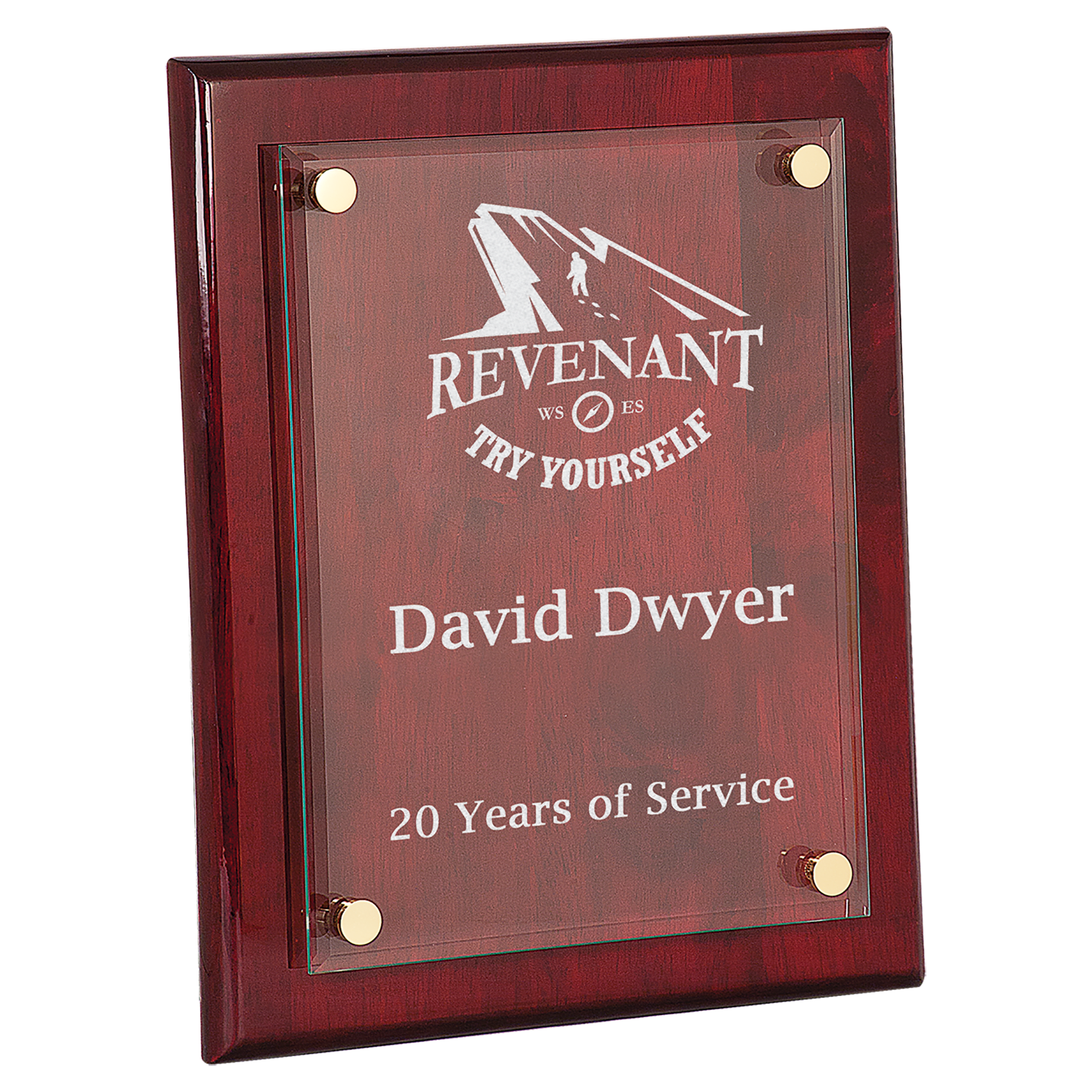 10.5" x 13" Rosewood Piano Finish Floating Glass Plaque