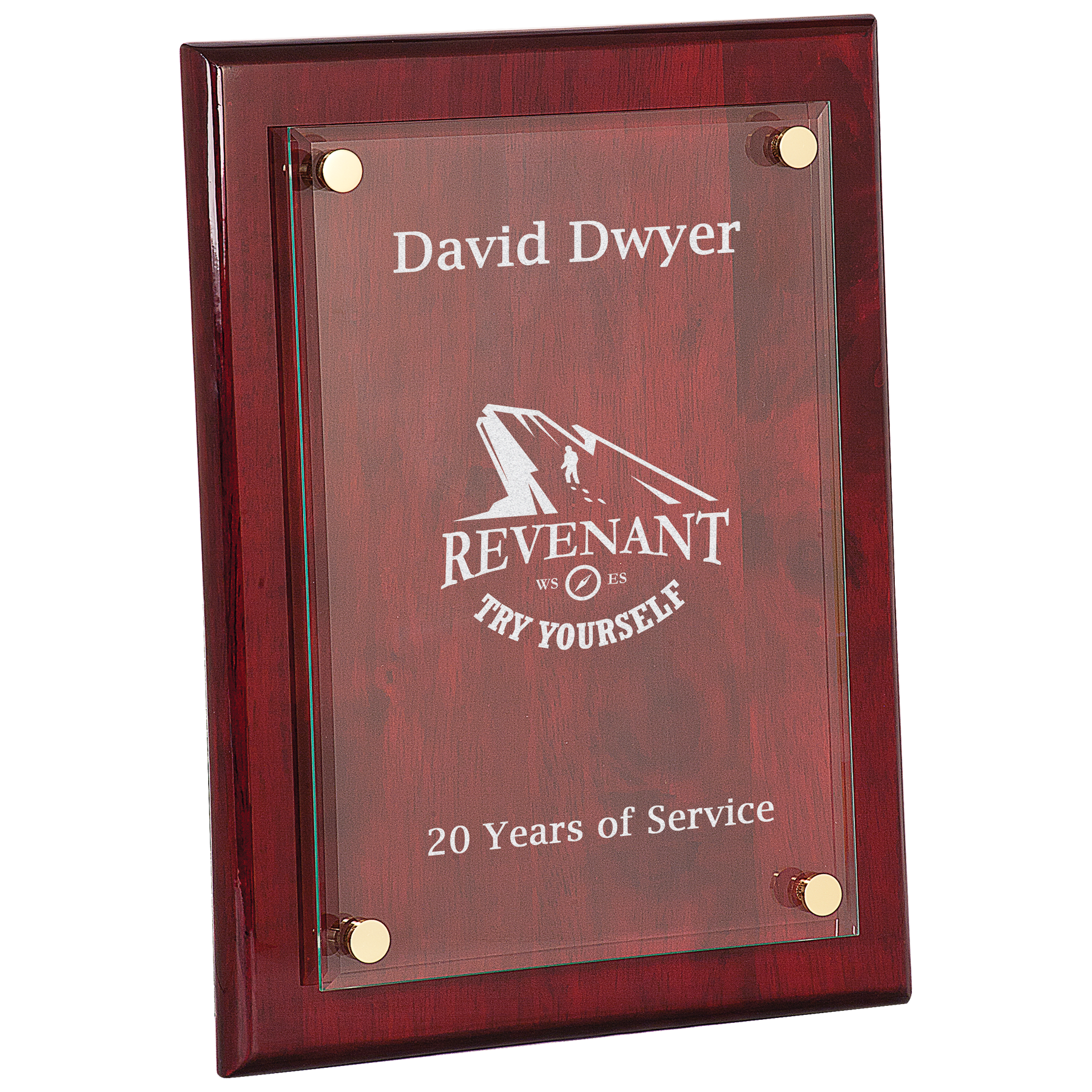 9" x 12" Rosewood Piano Finish Floating Glass Plaque