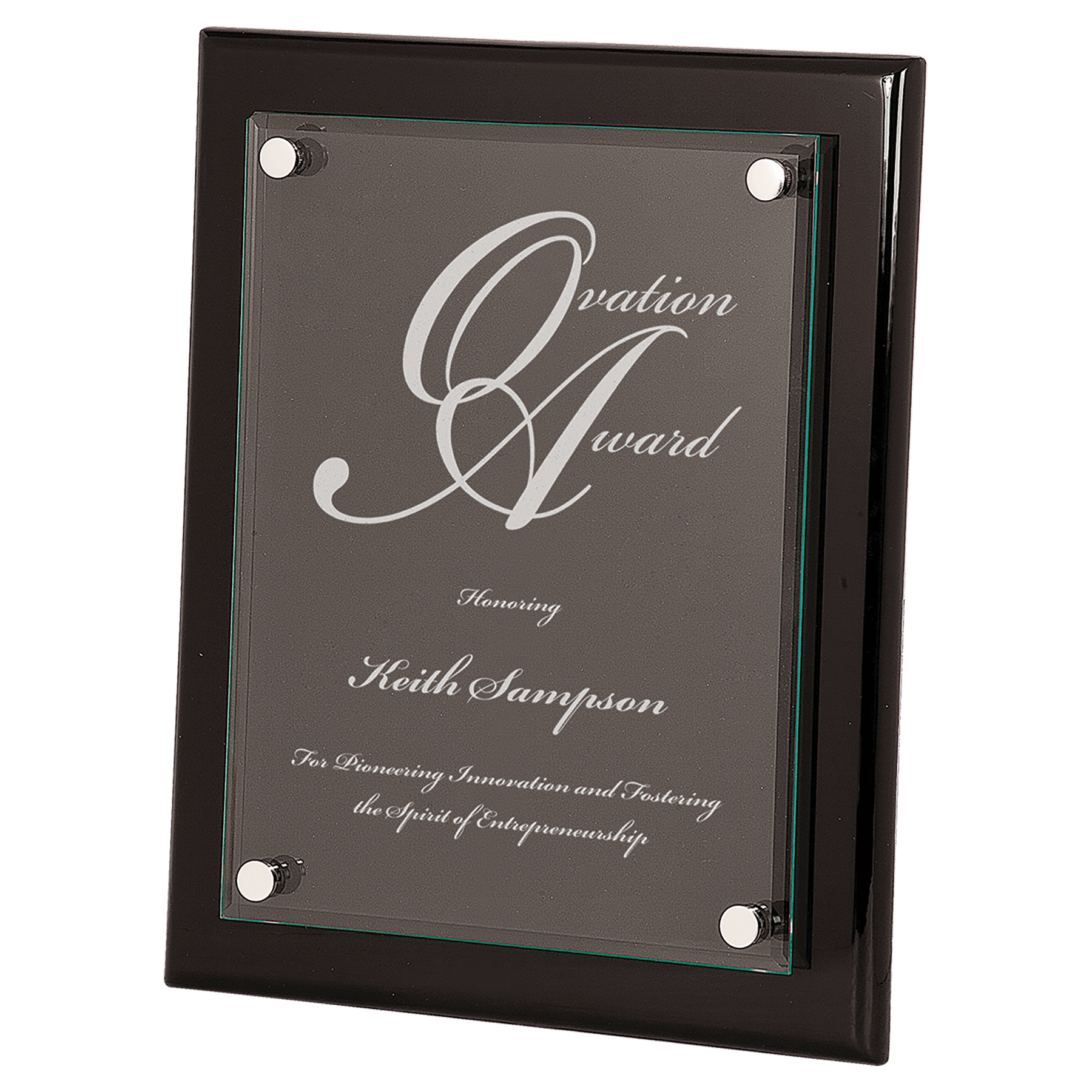 10.5" x 13" Black Piano Finish Floating Glass Plaque