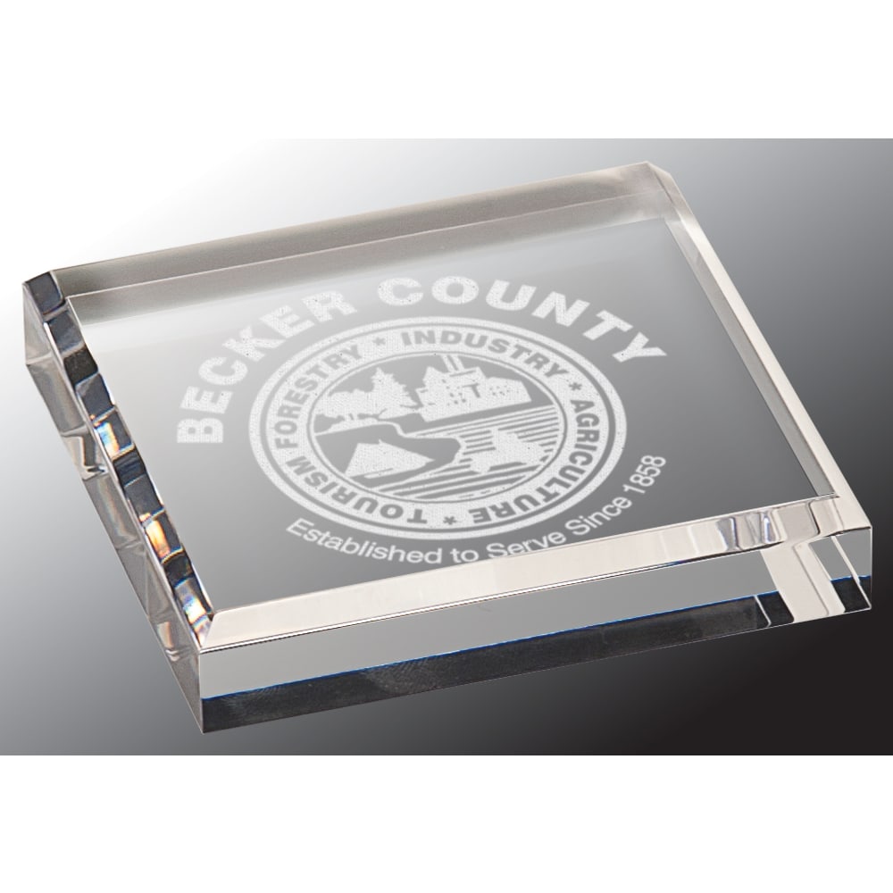 3.75" x 3.75" Clear Acrylic Paperweight