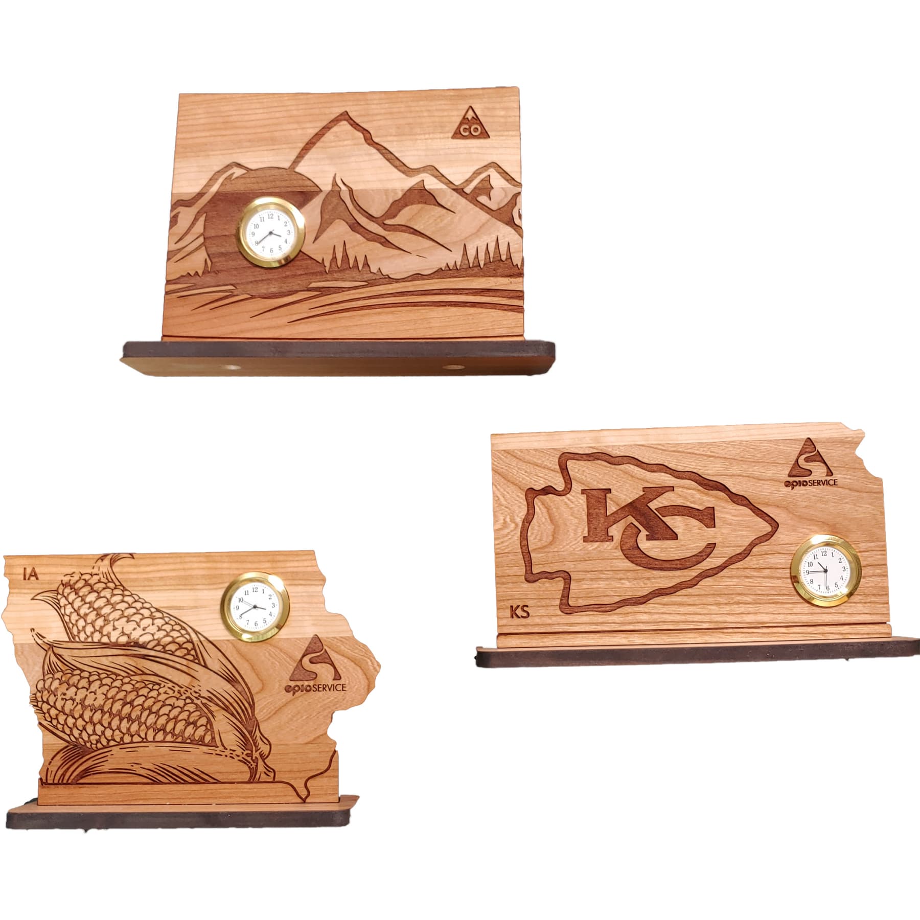 6" x 8" -  State Themed Hardwood Desktop Clocks