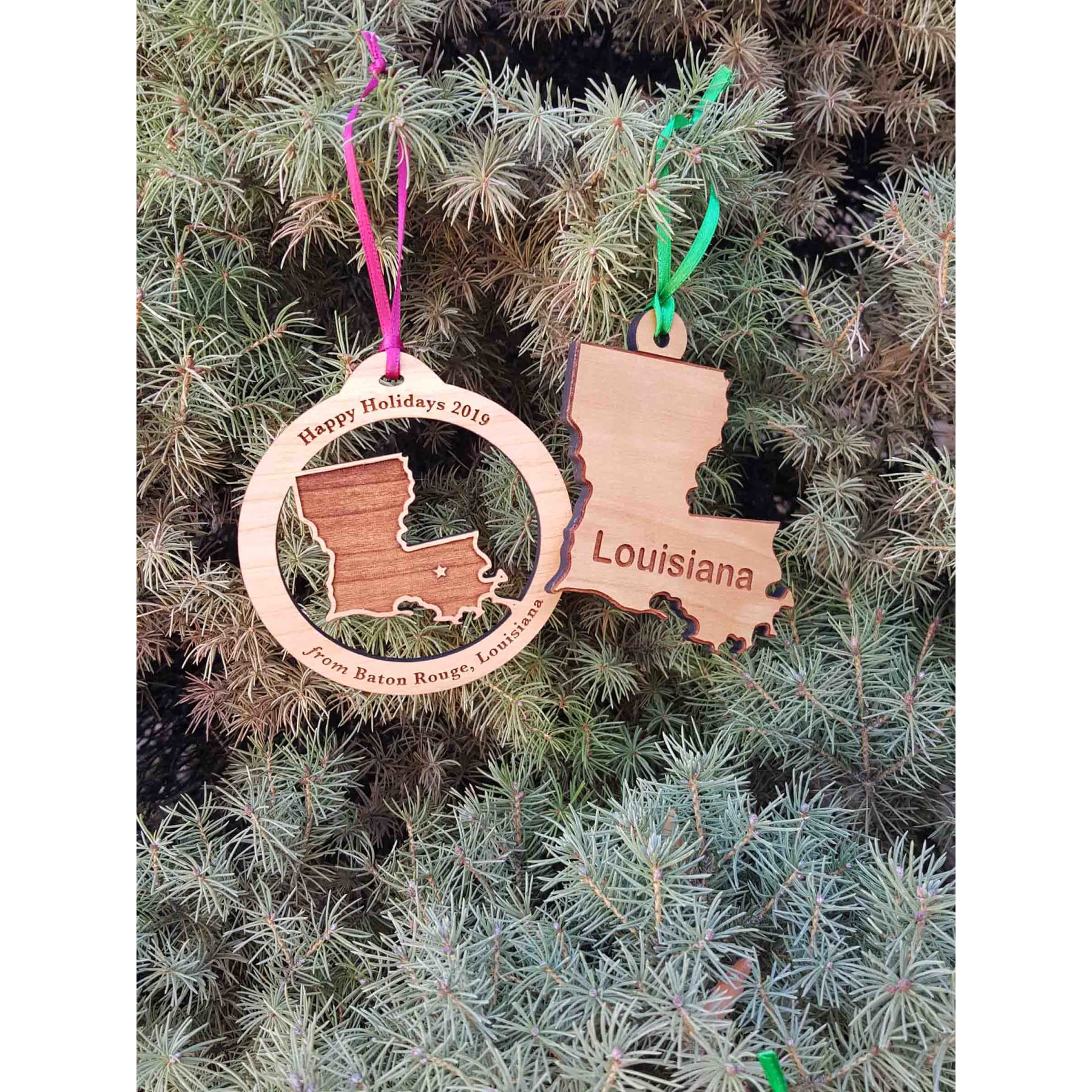 3.5" - Louisiana Customizable Hardwood Ornaments