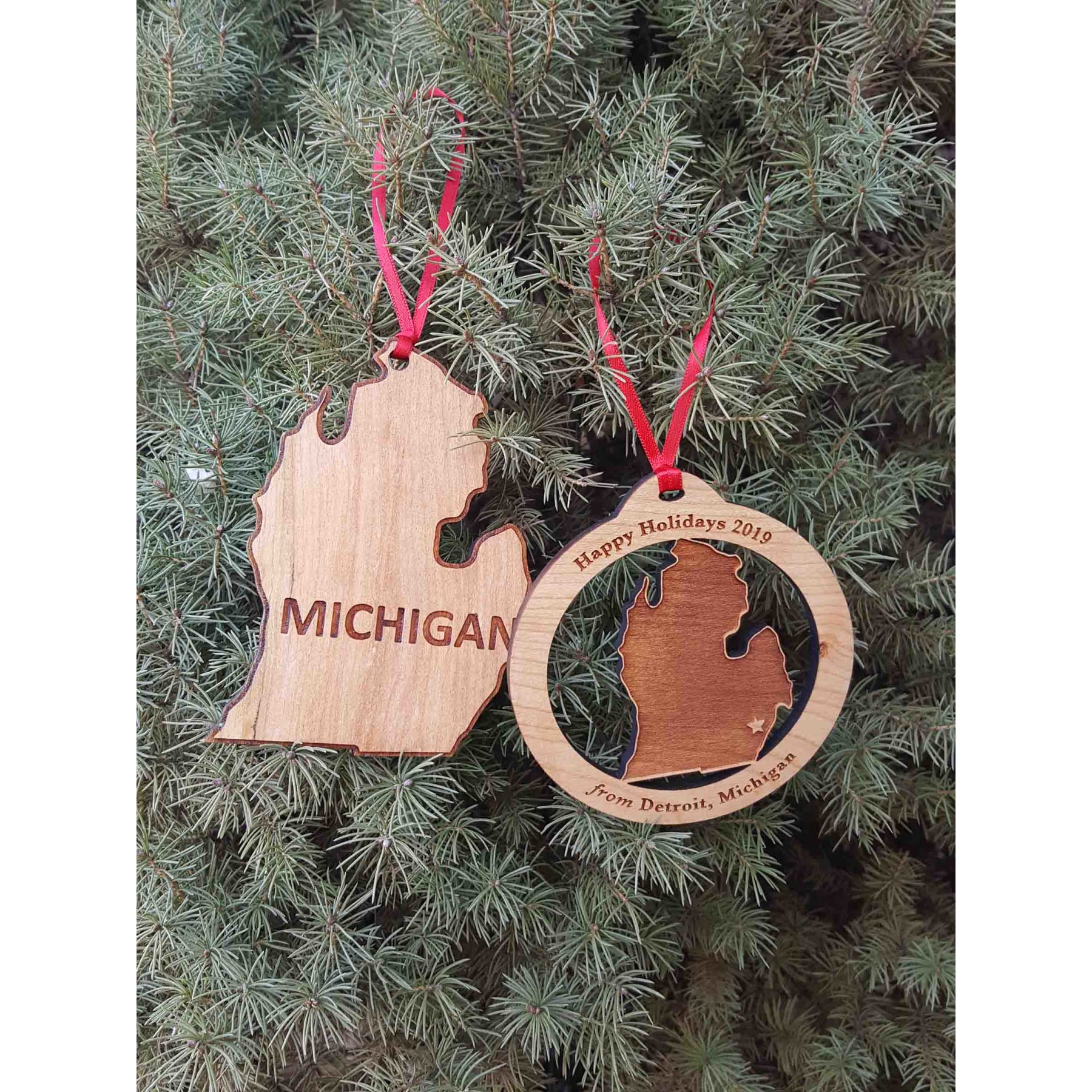 3.5" - Michigan Customizable Hardwood Ornaments