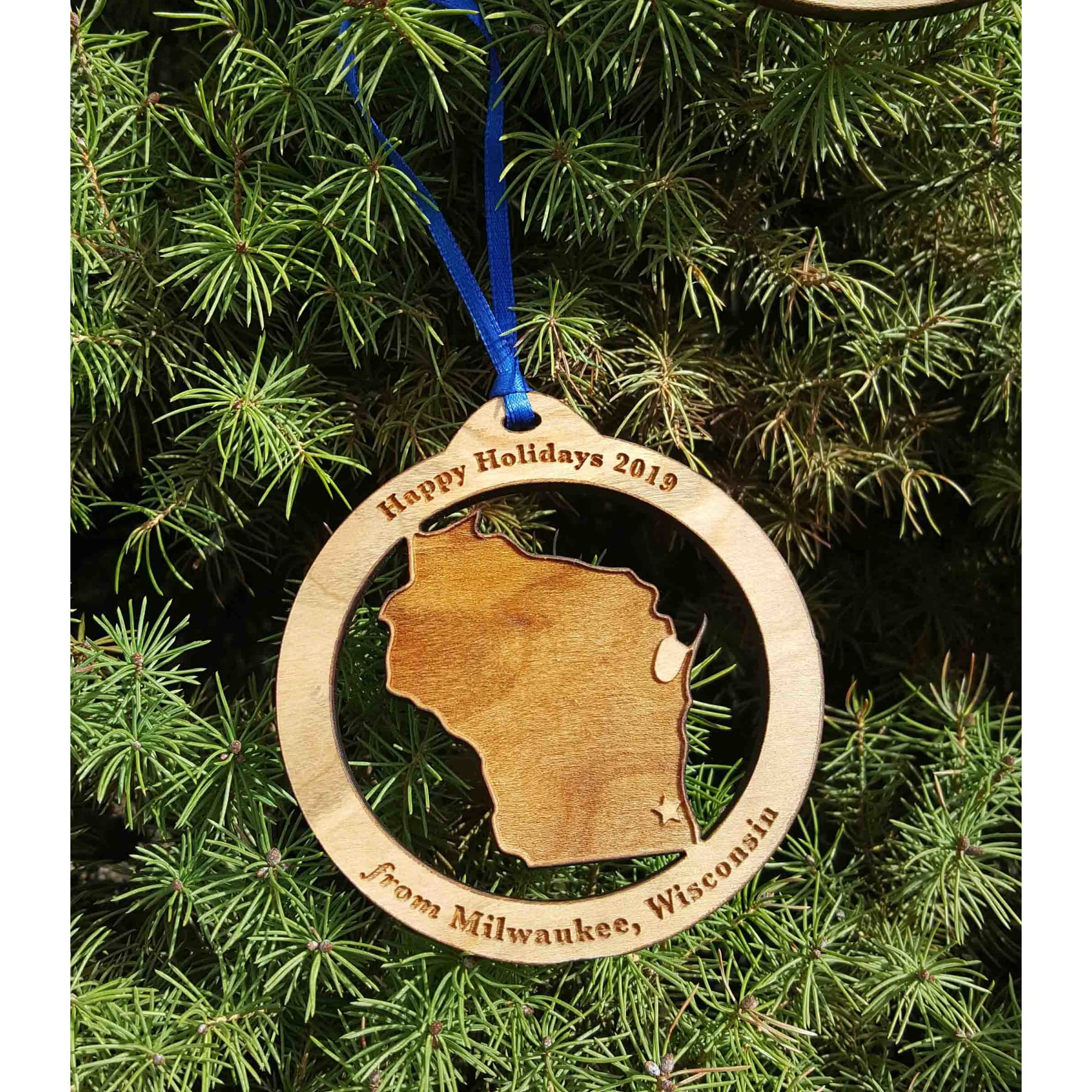 3.5" - Wisconsin Customizable Hardwood Ornaments