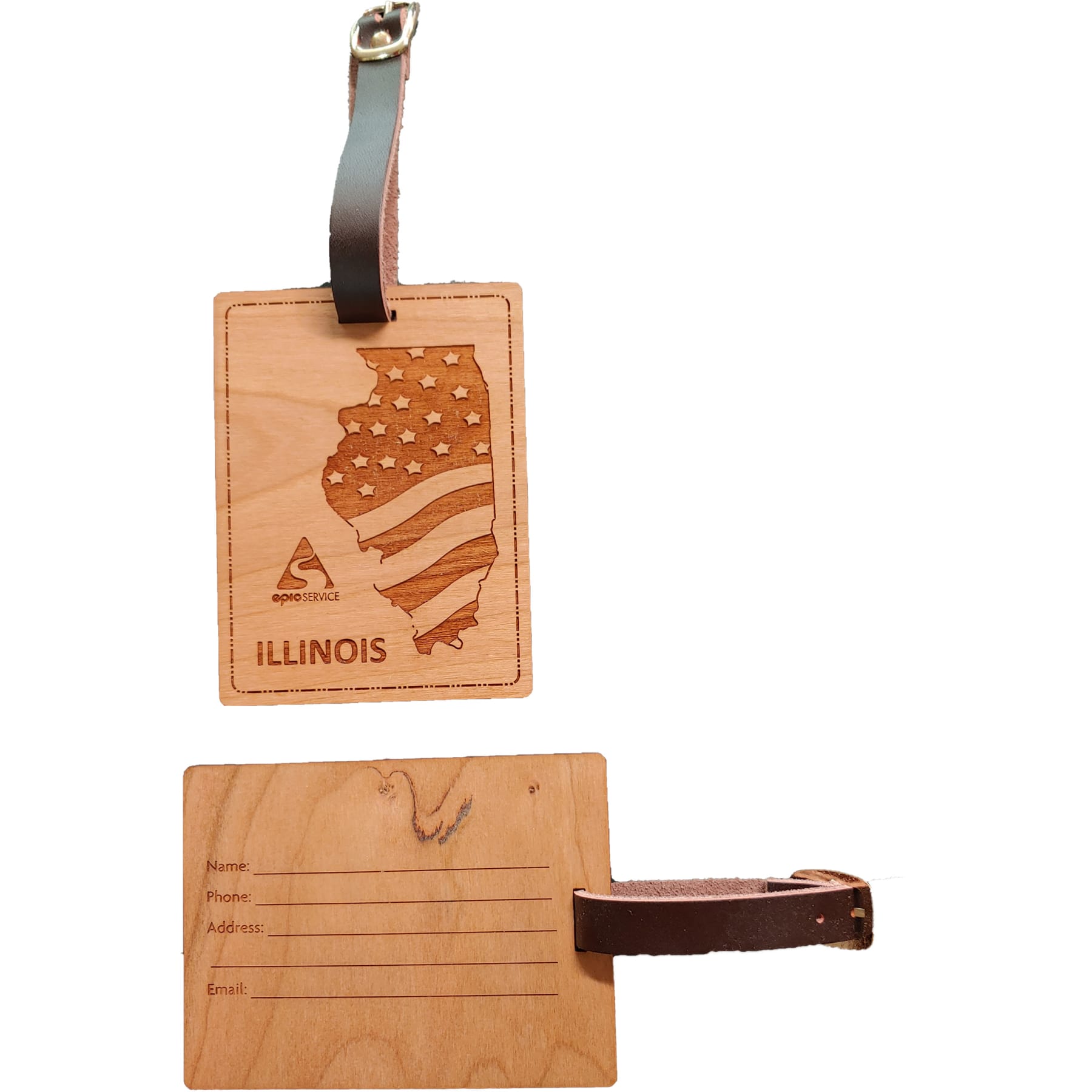3" x 4" - Illinois Hardwood Luggage Tags