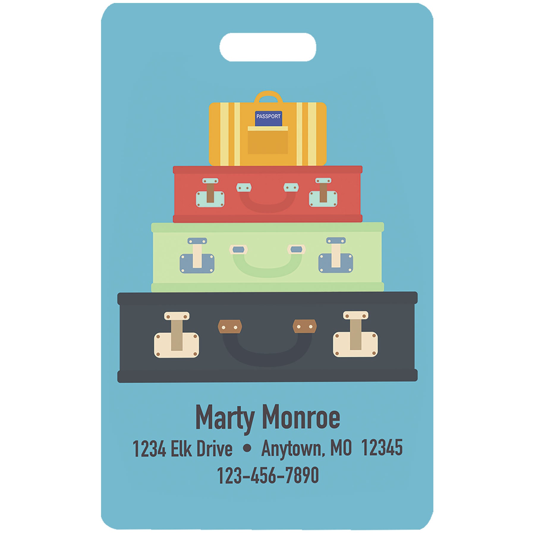 2.1" x 3.4" White Aluminum 2-Sided Luggage Tag with Slot