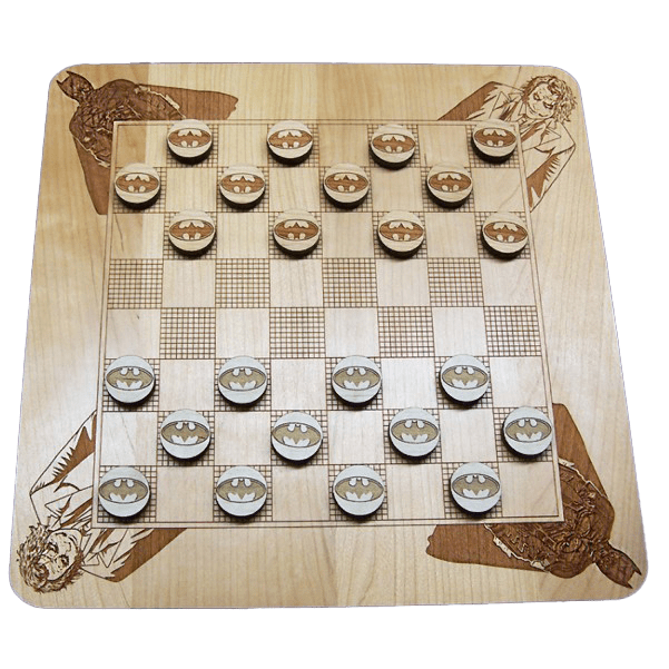 11" x 11" - Hardwood Game - Checkers Board and Pieces