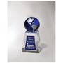 2.6" x 5.25" Crystal Award with Blue Globe (Crystal Only)