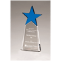 4.1" x 9.1" x 1.1" (Bottom) Blue Crystal Star on Clear Base