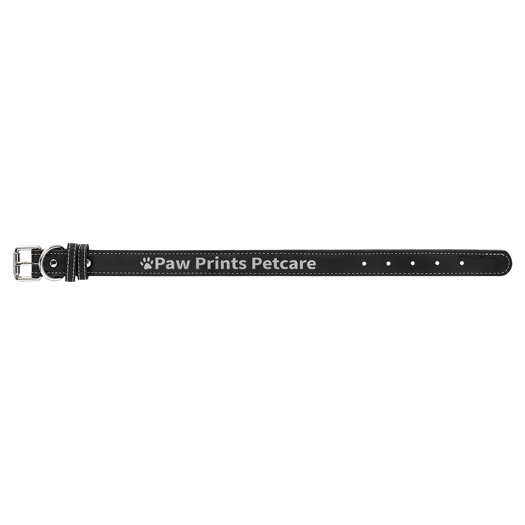Medium 19" x 1" Black/Silver Leatherette Dog Collar