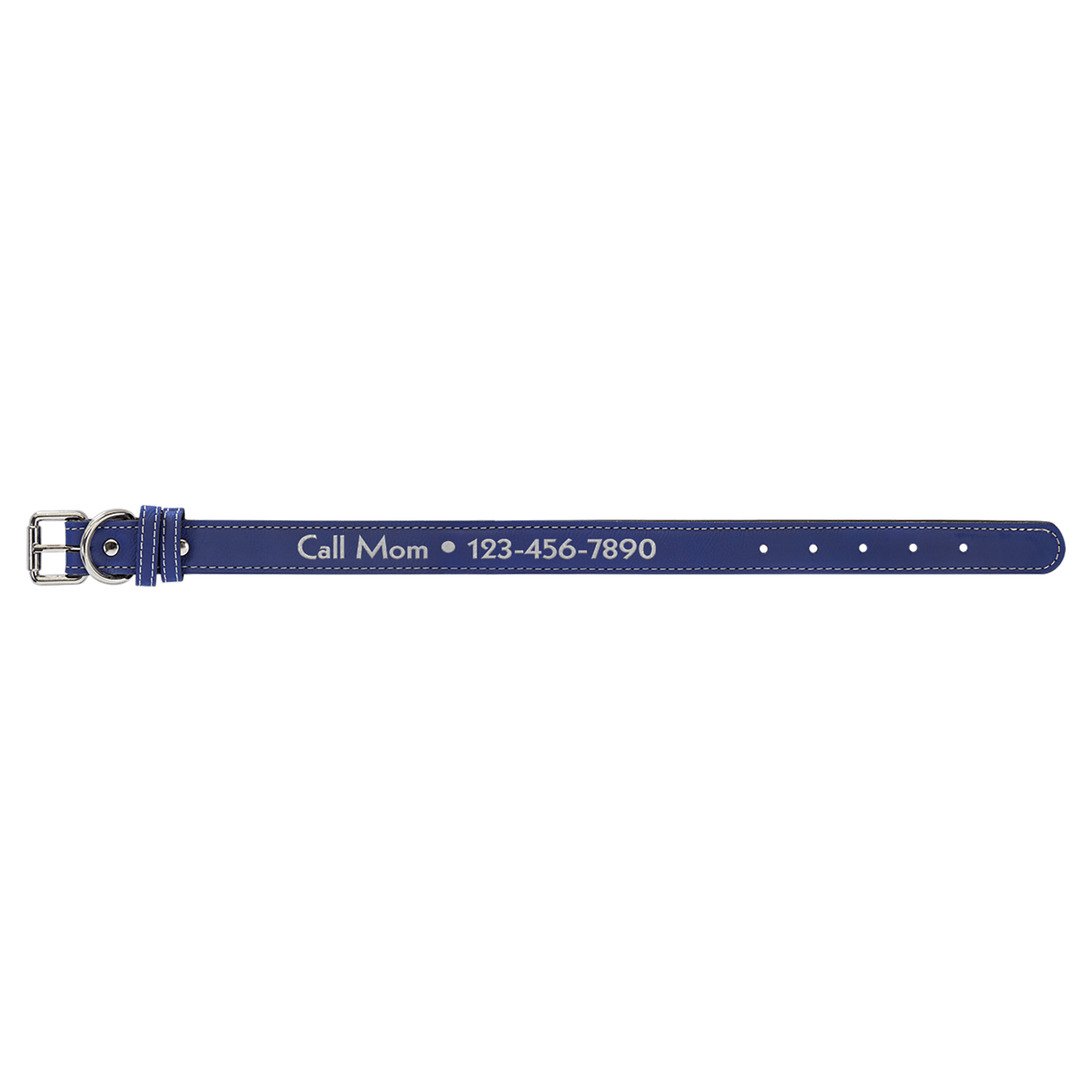 Medium 19" x 1" Blue/Silver Leatherette Dog Collar