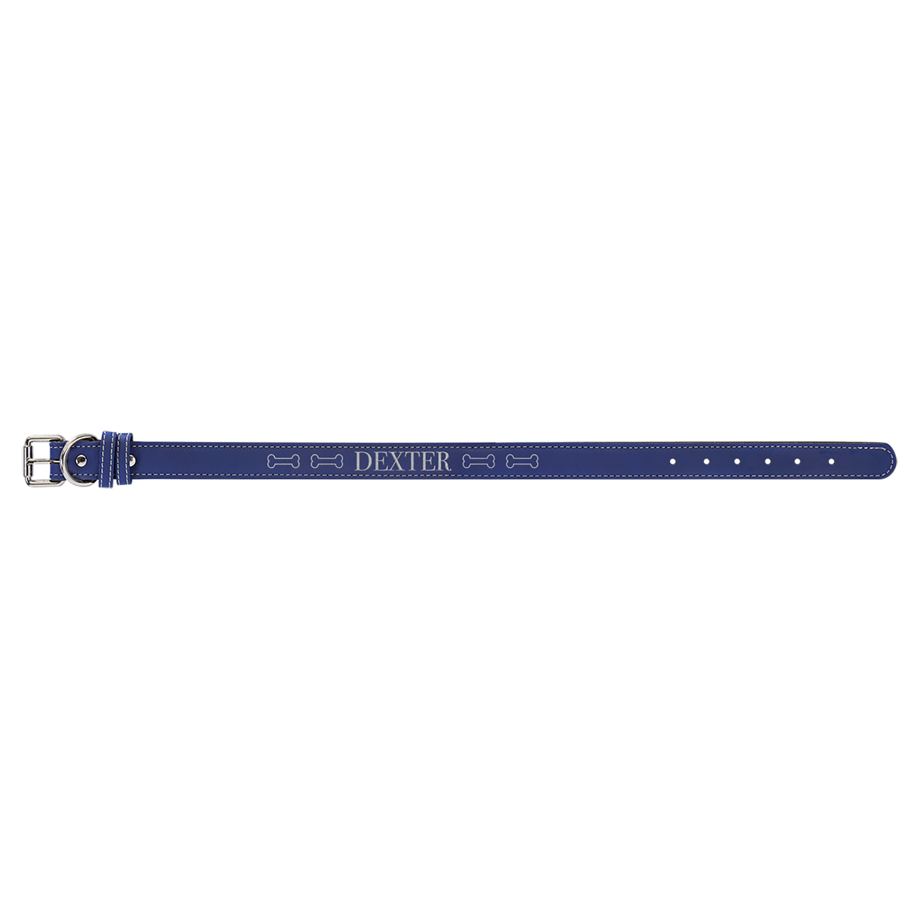 Extra Large 27" x 1.25" Blue/Silver Leatherette Dog Collar