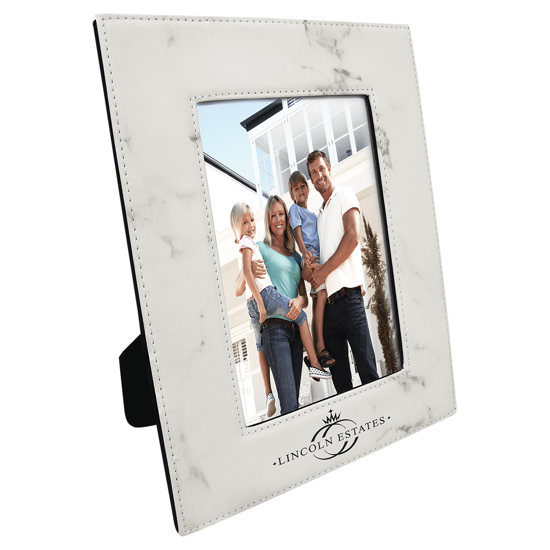 5" x 7" White Marble Leatherette Photo Frame
