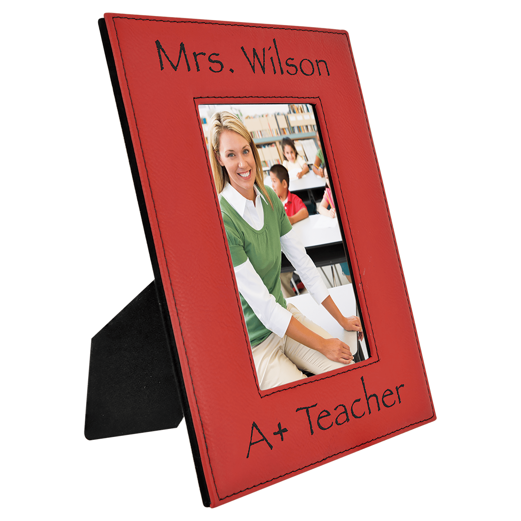 4" x 6" Red Leatherette Photo Frame