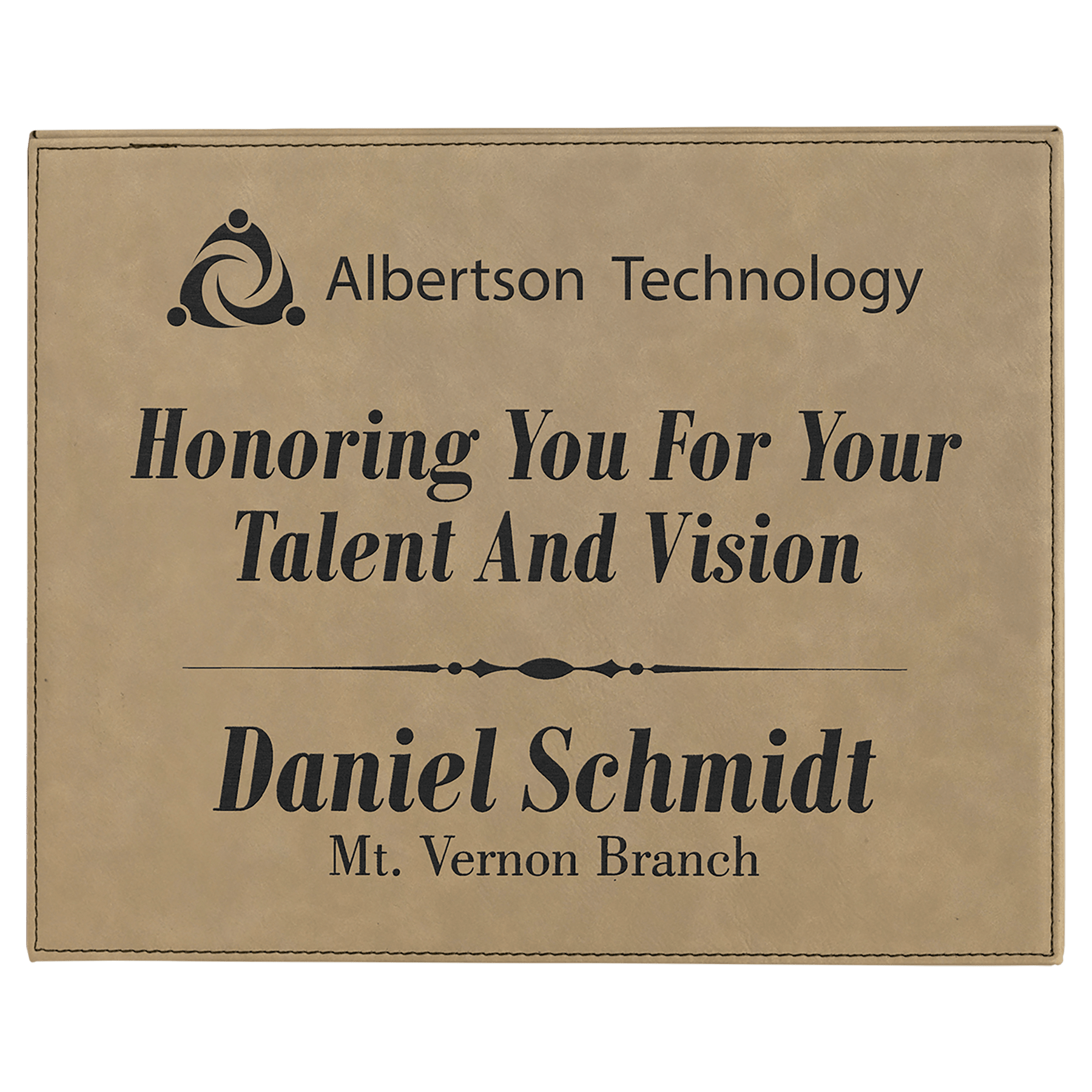 10.5" x 13" Light Brown Leatherette Plaque