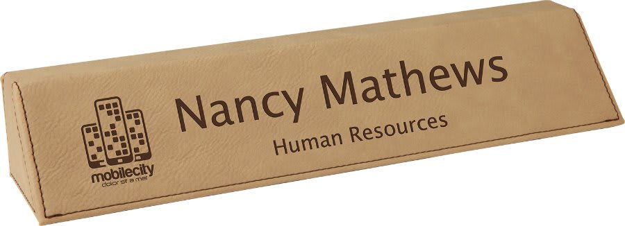 10.5" Light Brown Leatherette Desk Wedge