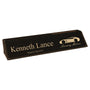 10.5"  Black/Gold Laserable Leatherette Desk Wedge w/Slot