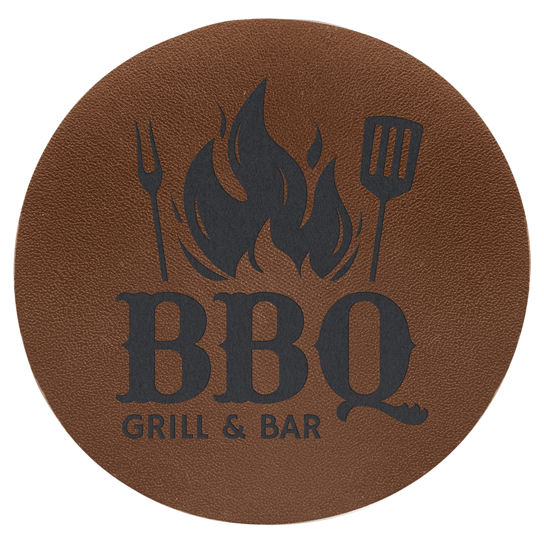 2.5" Round Brown Genuine Leather Patch with Adhesive