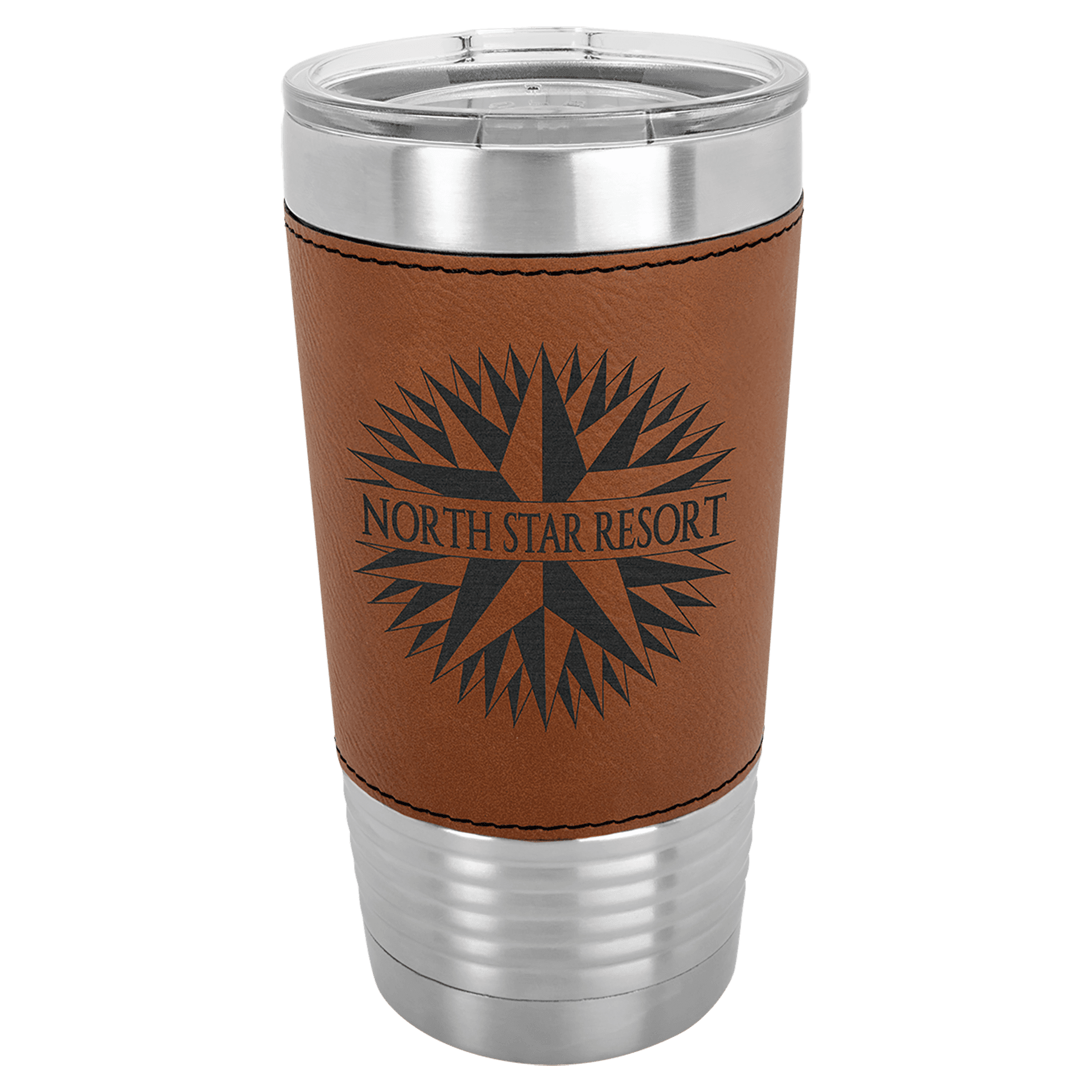 Polar Camel 20 oz. Rawhide Leatherette Tumbler w/Clear Lid