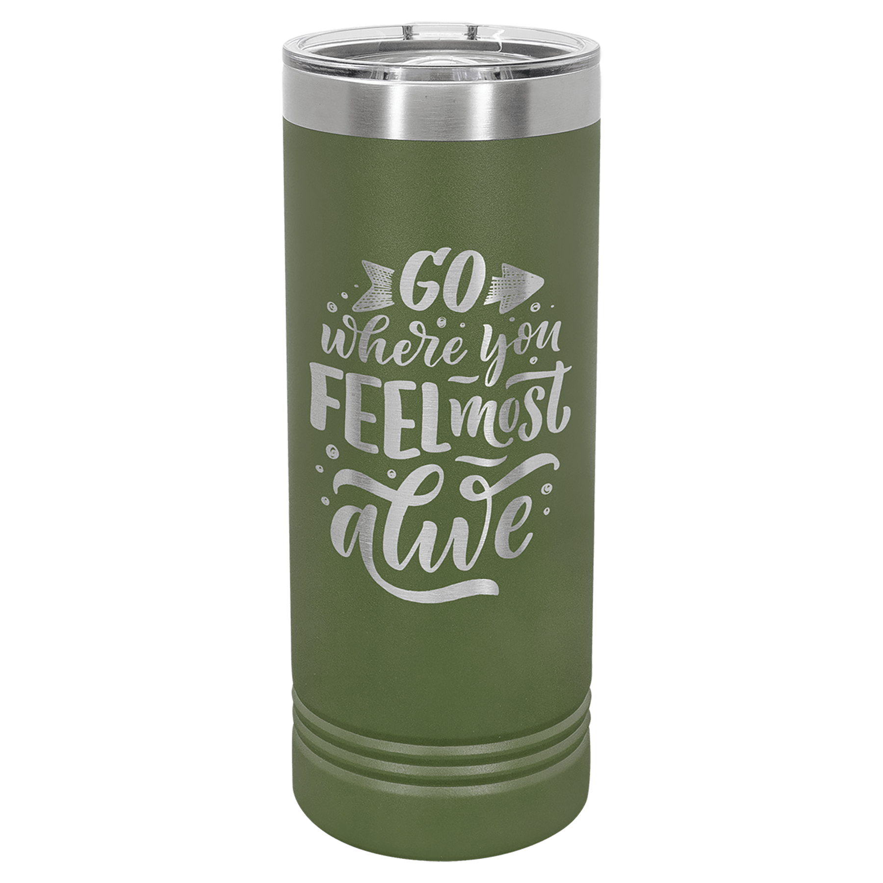 Polar Camel 22 oz. Olive Green Skinny Tumbler w/Slider Lid
