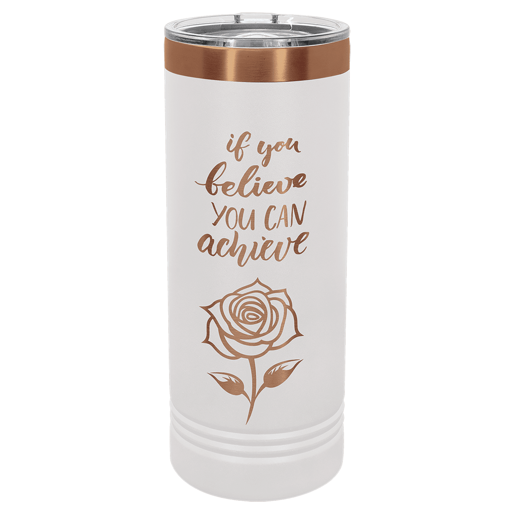 Polar Camel 22 oz. White/Rose Gold ION-Plated Skinny Tumbler